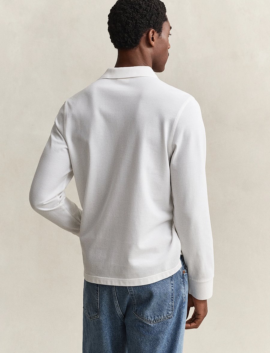 Gant - Long Sleeve Polo Shirt - langärmelig - white - 3