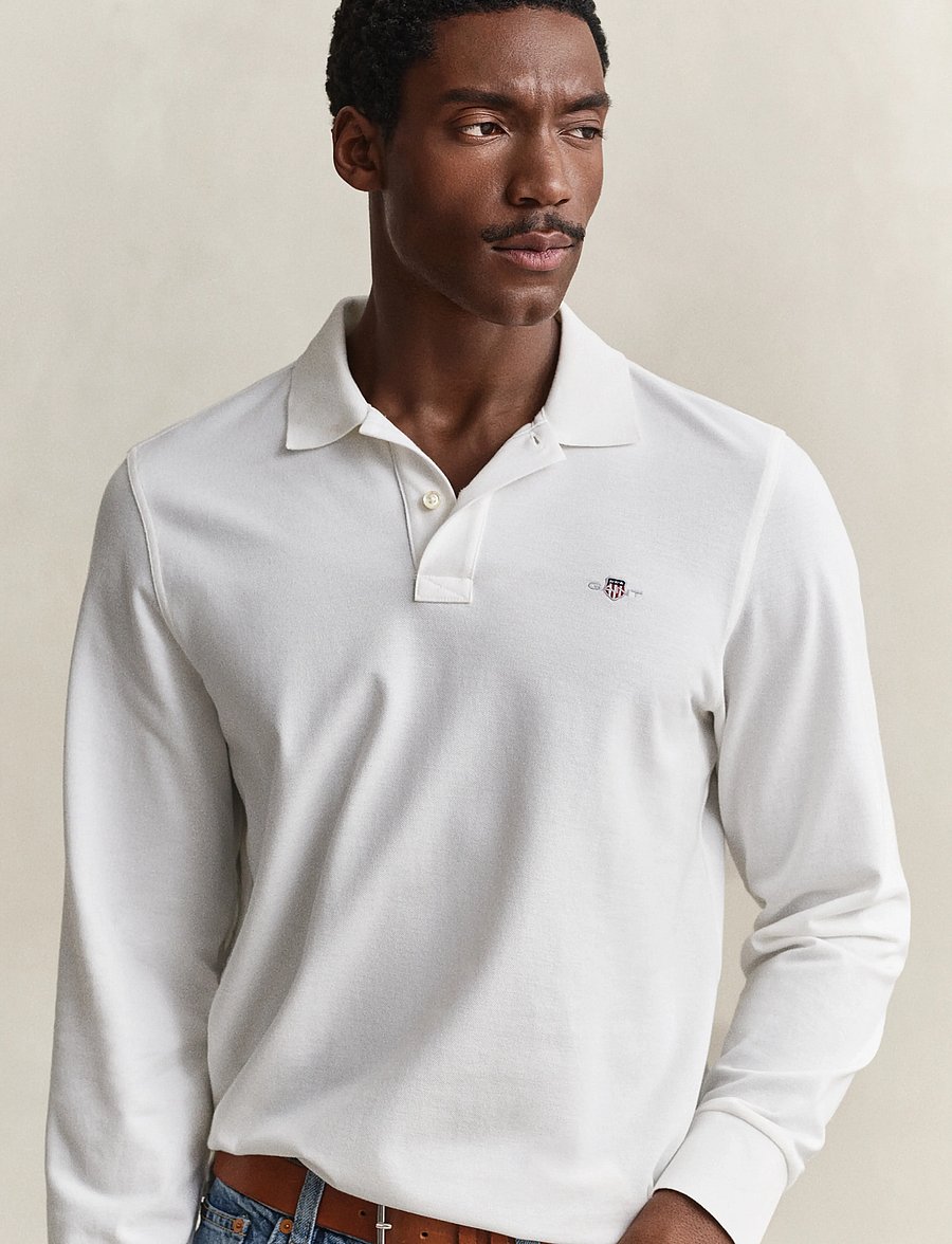 Gant - Long Sleeve Polo Shirt - langärmelig - white - 4