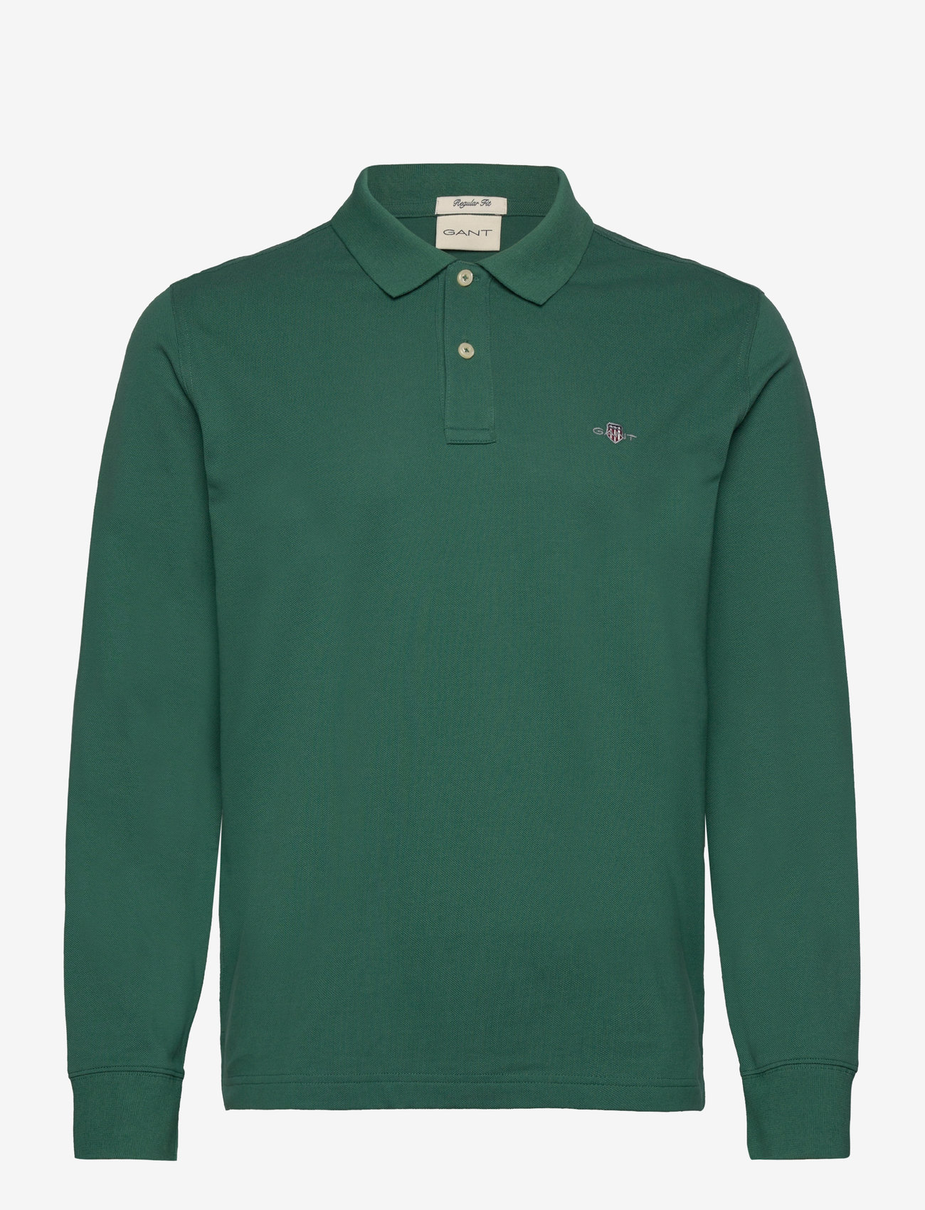 Gant - Long Sleeve Polo Shirt - long-sleeved polos - woody green - 0