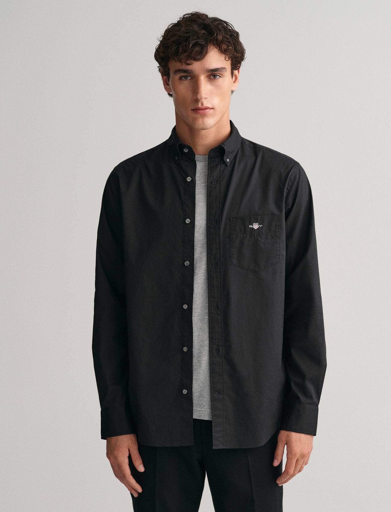 GANT - REG POPLIN SHIRT - casual skjorter - black - 0