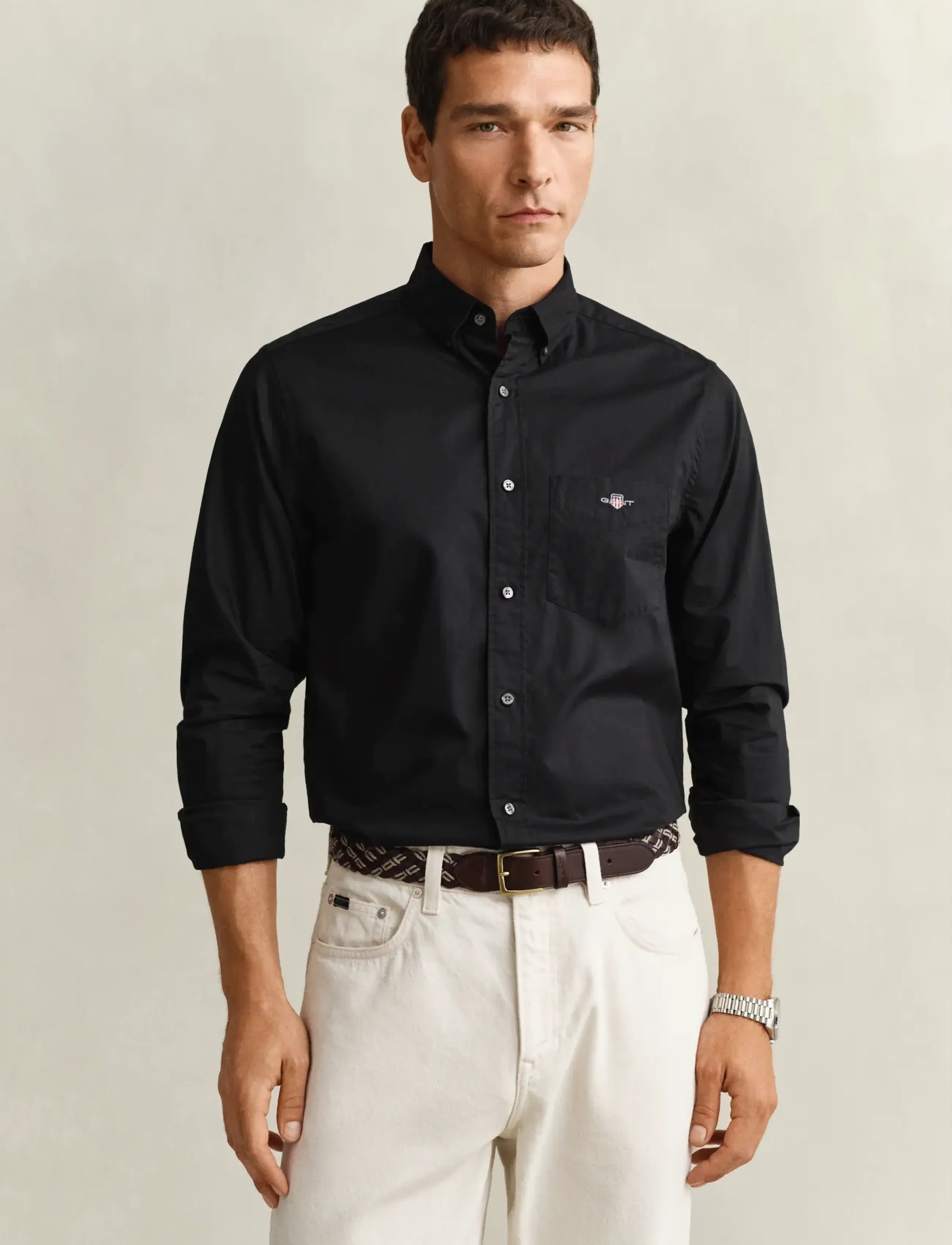 REG CLASSIC POPLIN SHIRT - BLACK