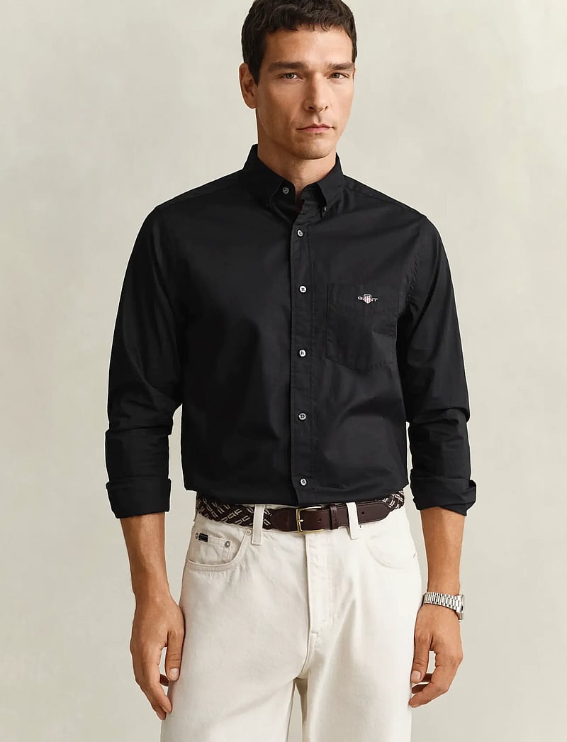 GANT - REG CLASSIC POPLIN SHIRT - casual skjortor - black - 1