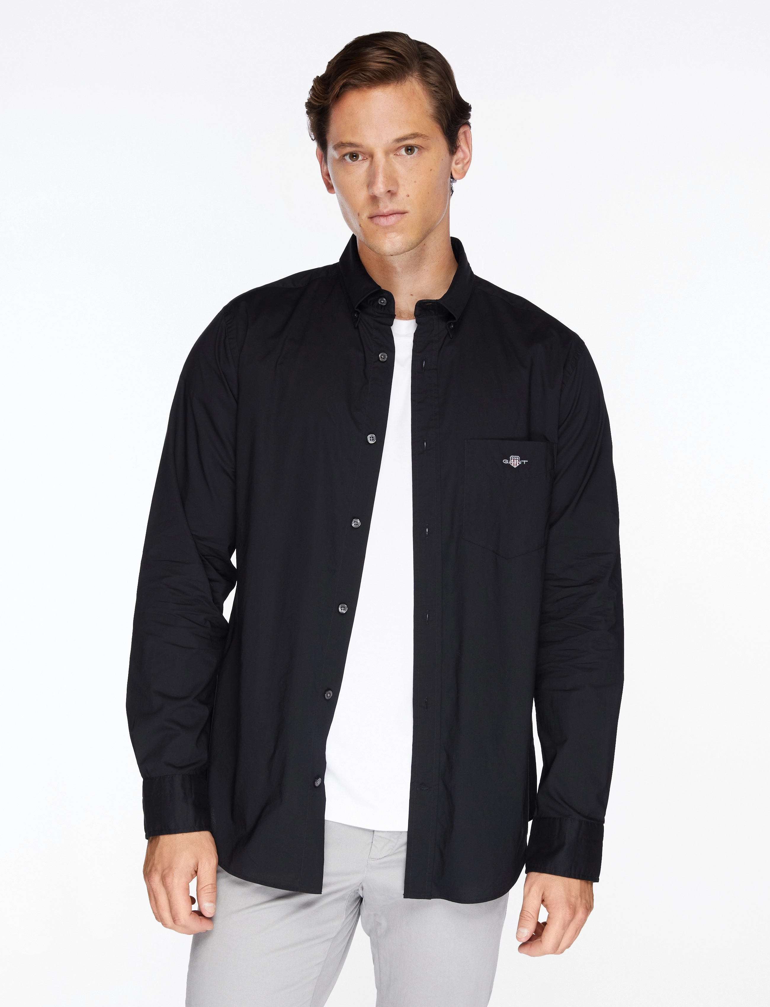 Gant REG CLASSIC POPLIN SHIRT - Skjorter - BLACK / black