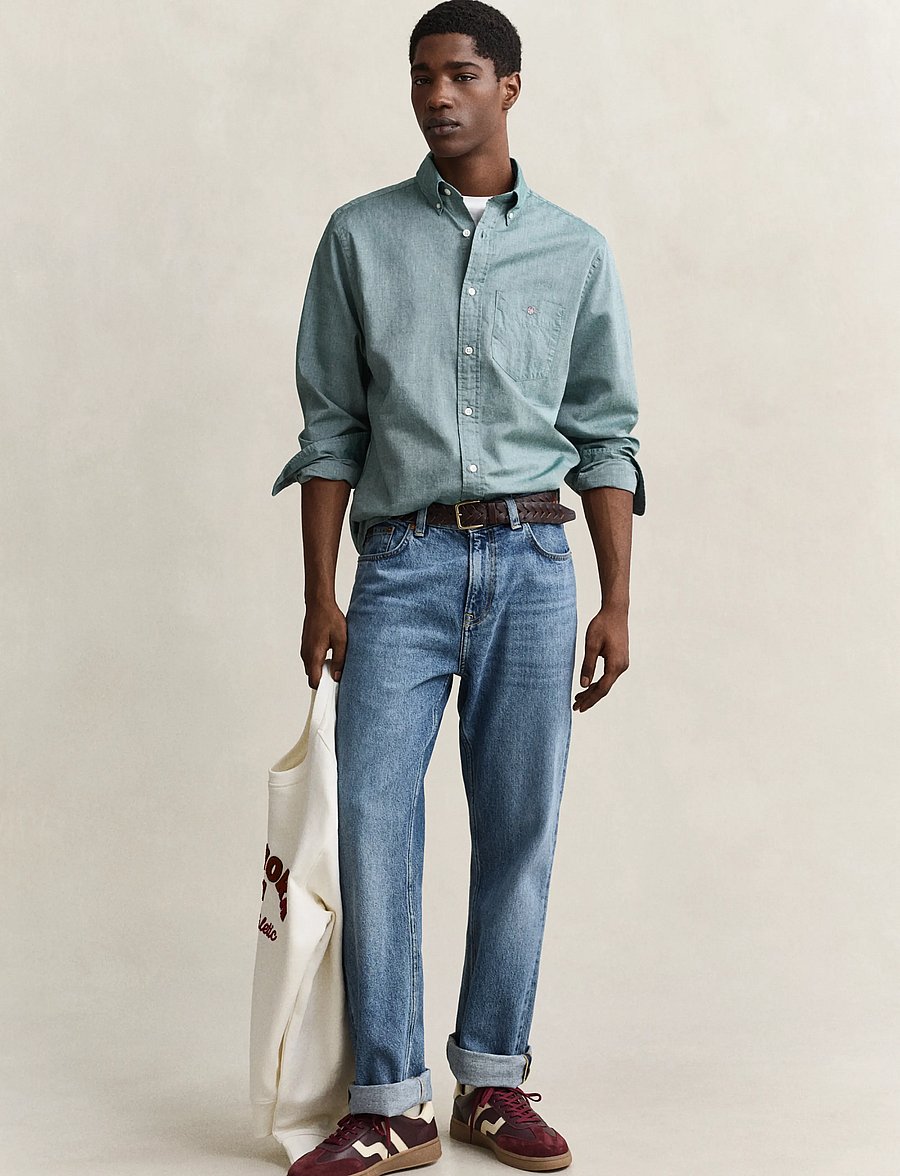 Gant - REG CLASSIC POPLIN SHIRT - casual skjortor - dark emerald - 4