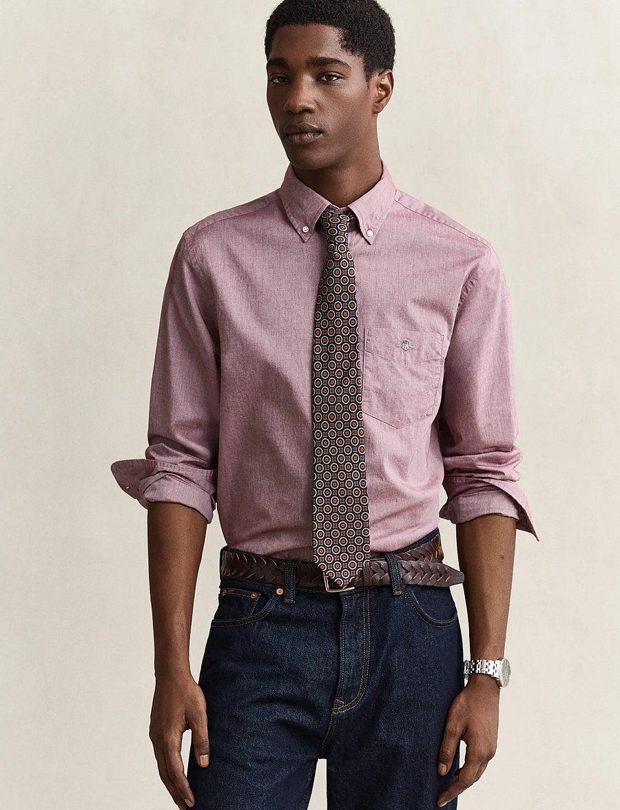 Gant - REG CLASSIC POPLIN SHIRT - casual shirts - deep grape wine - 0