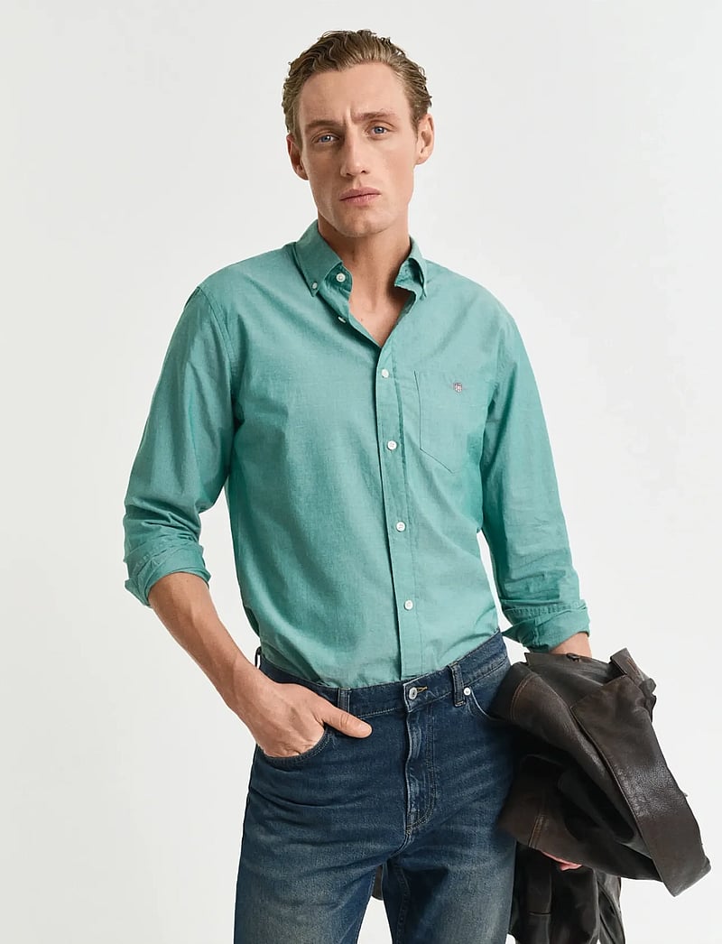 GANT - REG CLASSIC POPLIN SHIRT - casual shirts - deep green - 0