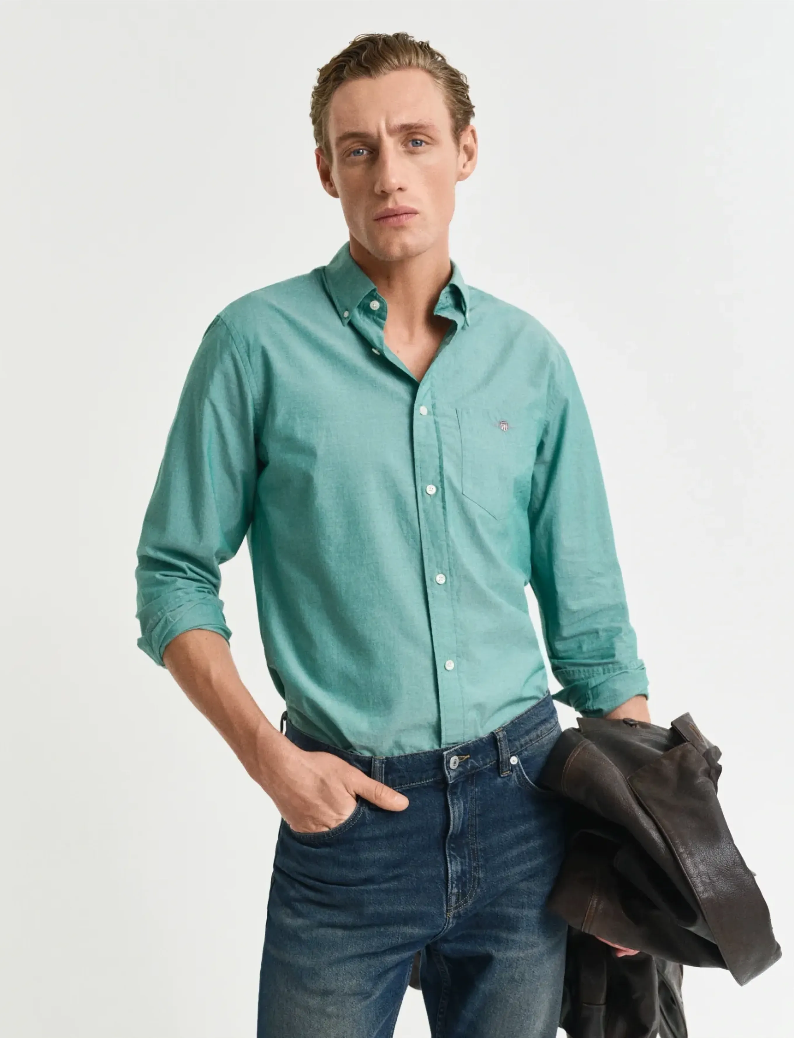 Gant REG CLASSIC POPLIN SHIRT - Skjorter - DEEP GREEN / green