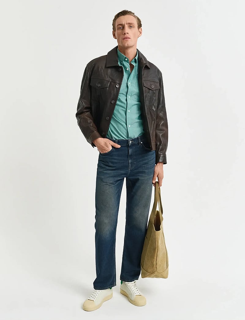 GANT - REG CLASSIC POPLIN SHIRT - casual shirts - deep green - 5