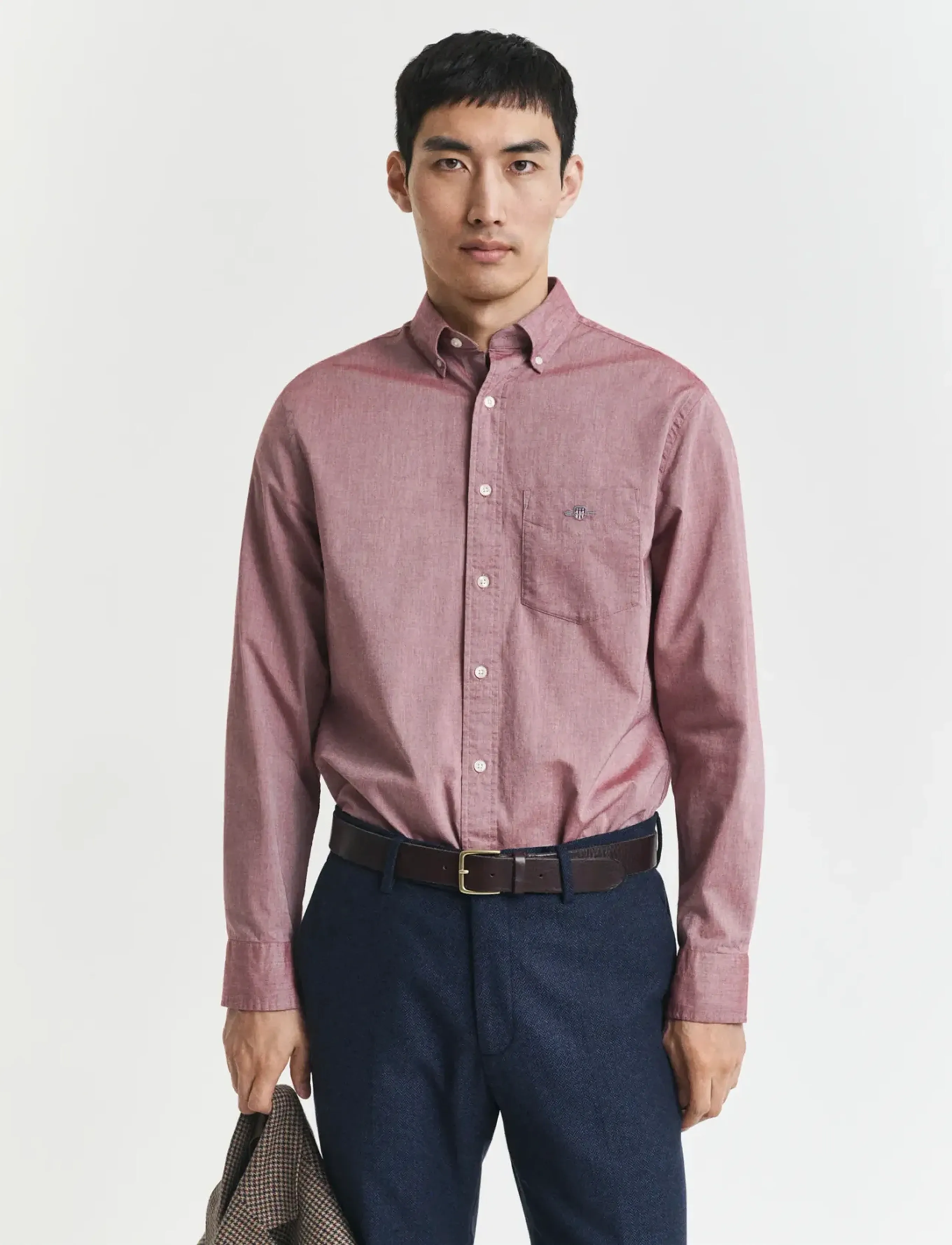 Gant REG CLASSIC POPLIN SHIRT - Skjorter - PLUMPED RED MELANGE / pink/rose