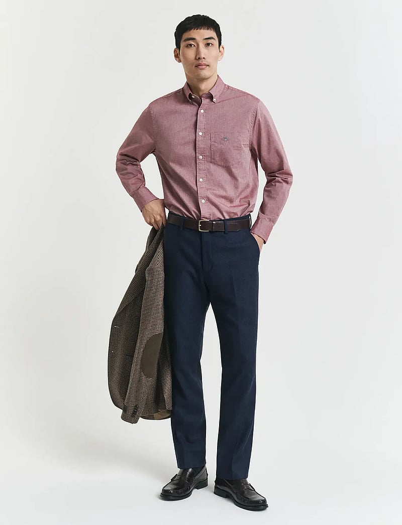 GANT - REG CLASSIC POPLIN SHIRT - casual shirts - plumped red melange - 4