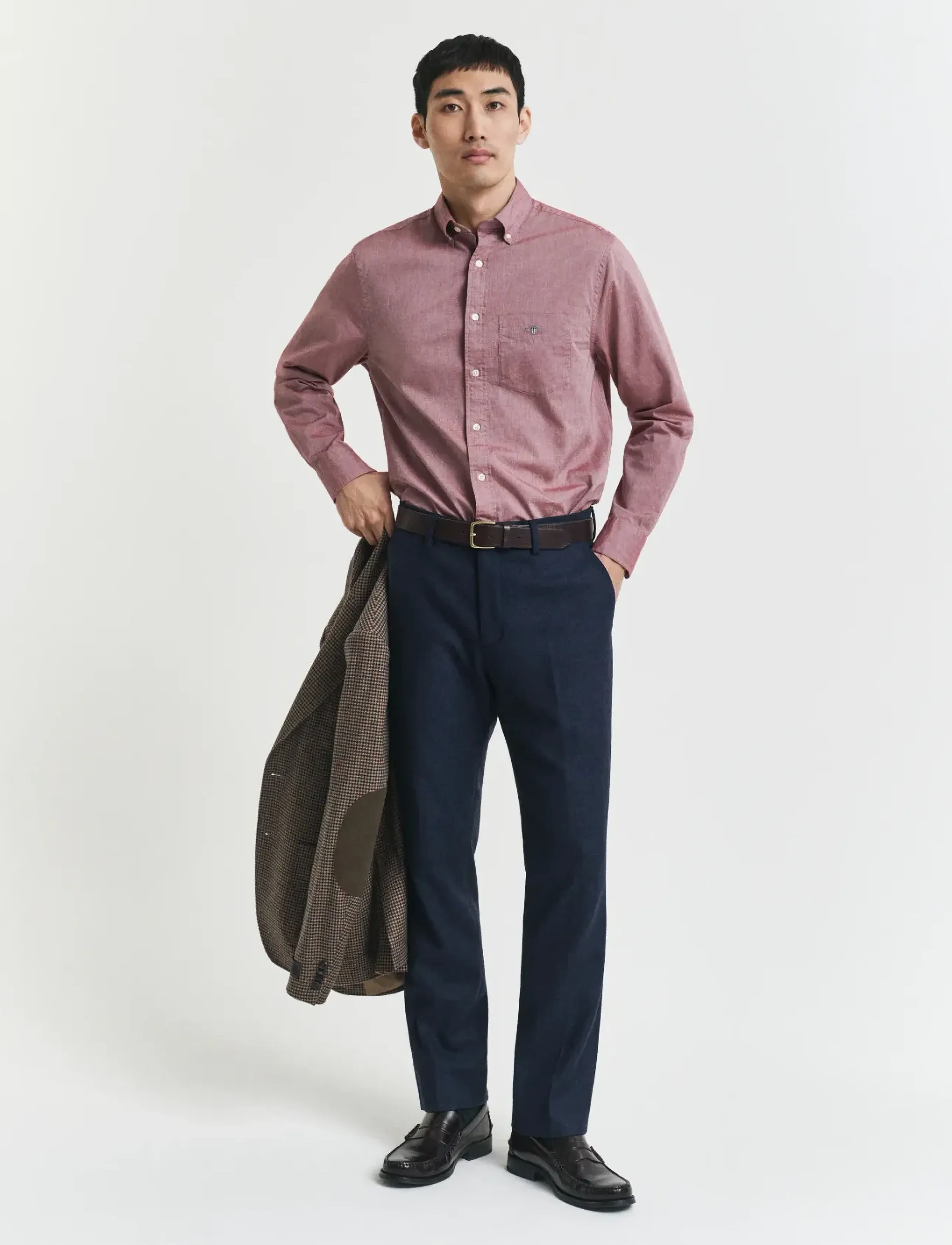 Gant - REG POPLIN SHIRT - vabaajasärgid - plumped red melange - 4