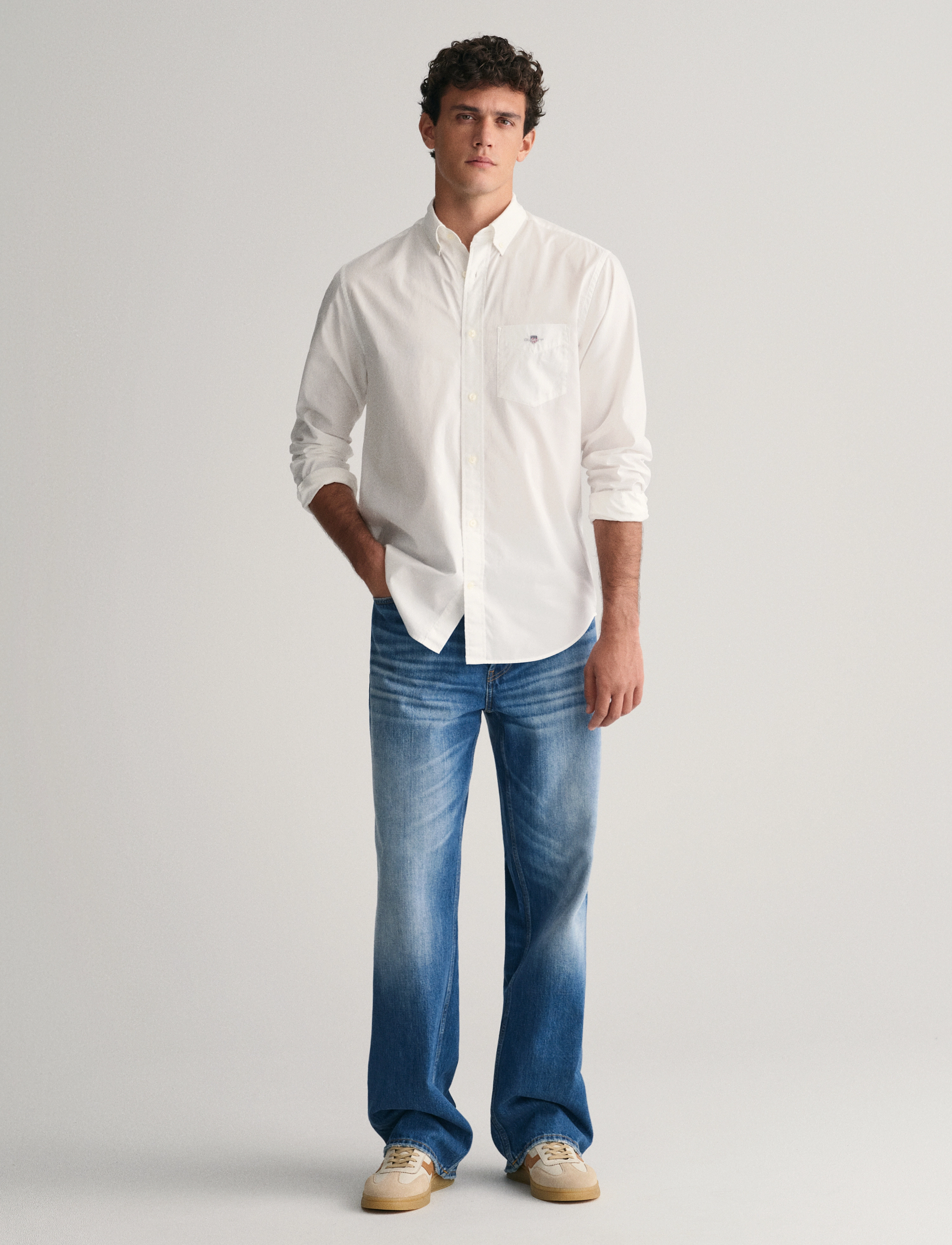 Gant - REG POPLIN SHIRT - casual skjortor - white - 5