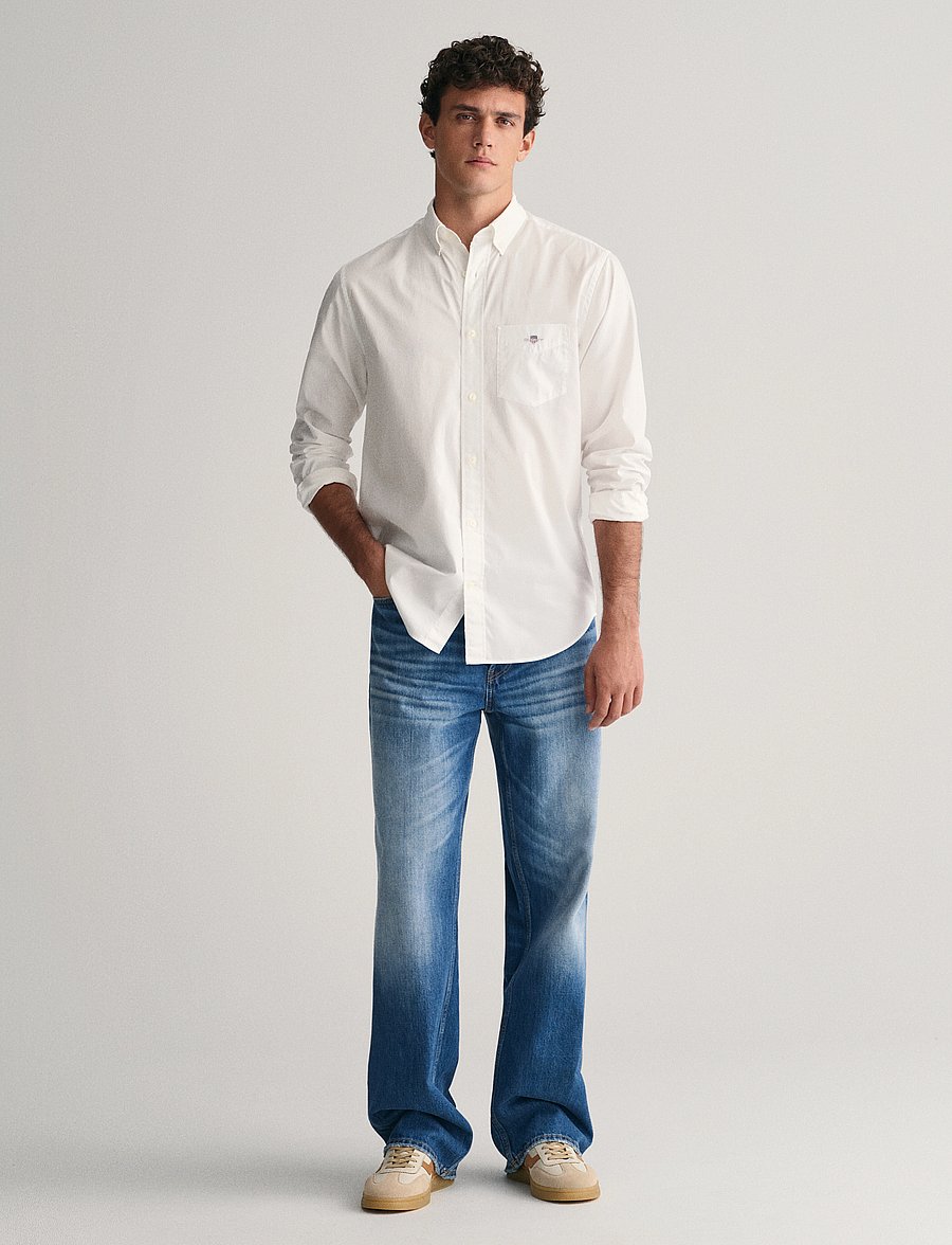 Gant - REG POPLIN SHIRT - casual skjortor - white - 5