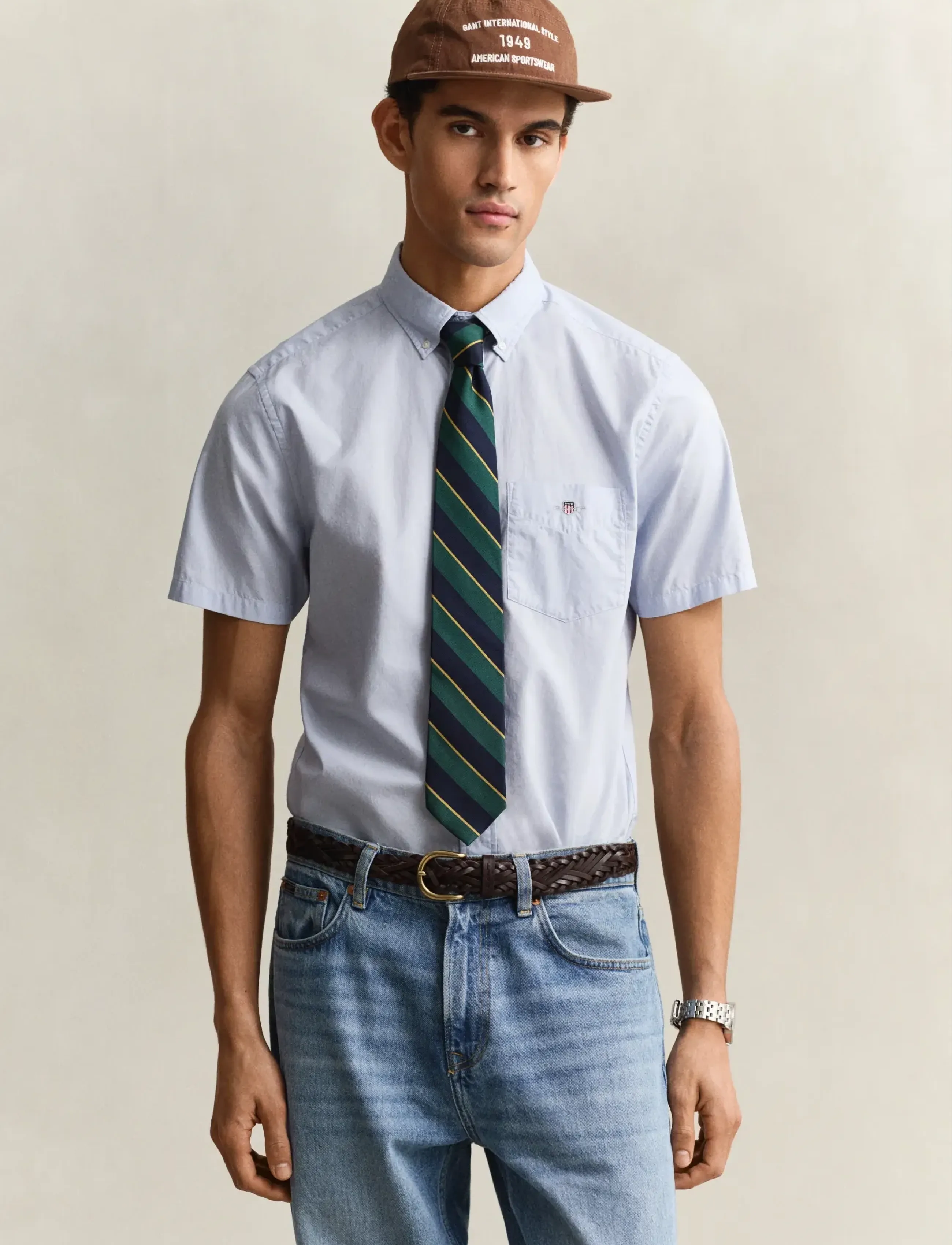 GANT REG CLASSIC POPLIN SS SHIRT - Kurzarmhemden - LIGHT BLUE / blue