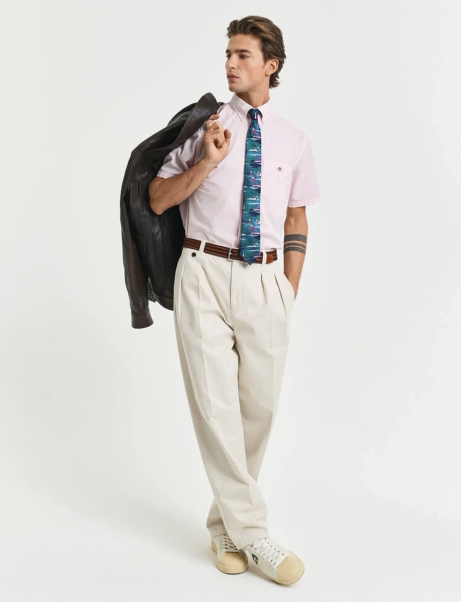 Gant - REG CLASSIC POPLIN SS SHIRT - kortærmede skjorter - light pink - 5