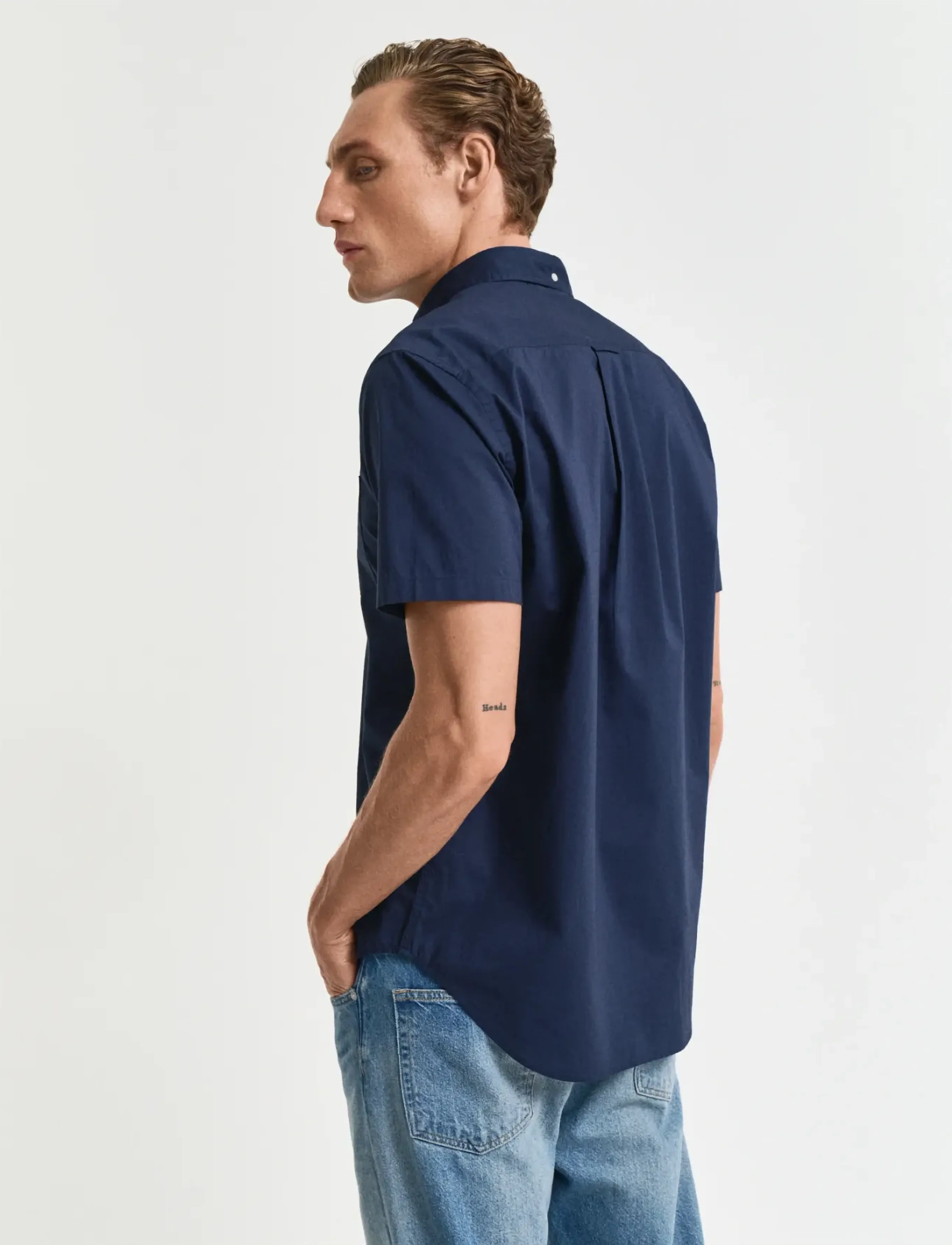 Gant - REG CLASSIC POPLIN SS SHIRT - lühikeste varrukatega särgid - marine - 3