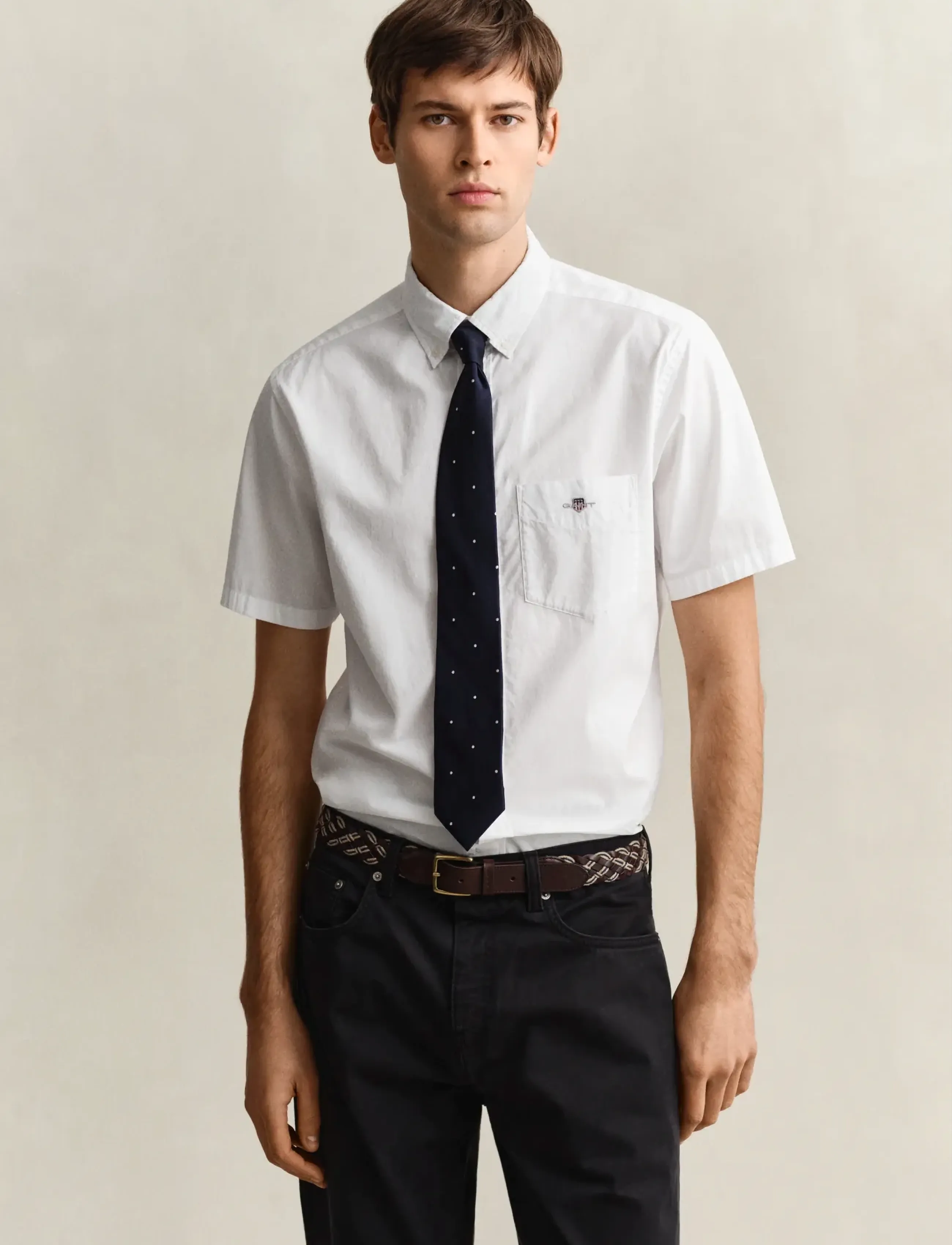 GANT REG CLASSIC POPLIN SS SHIRT - Kurzarmhemden - WHITE / white