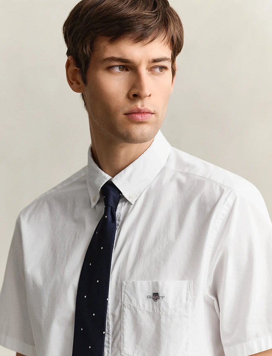 Gant - REG CLASSIC POPLIN SS SHIRT - kurzarmhemden - white - 4