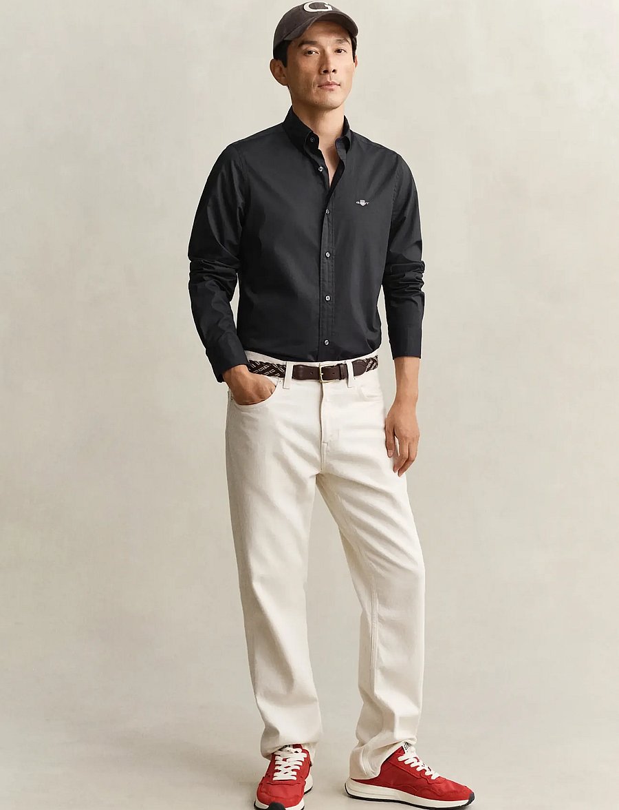 Gant - SLIM CLASSIC POPLIN SHIRT - casual hemden - black - 5