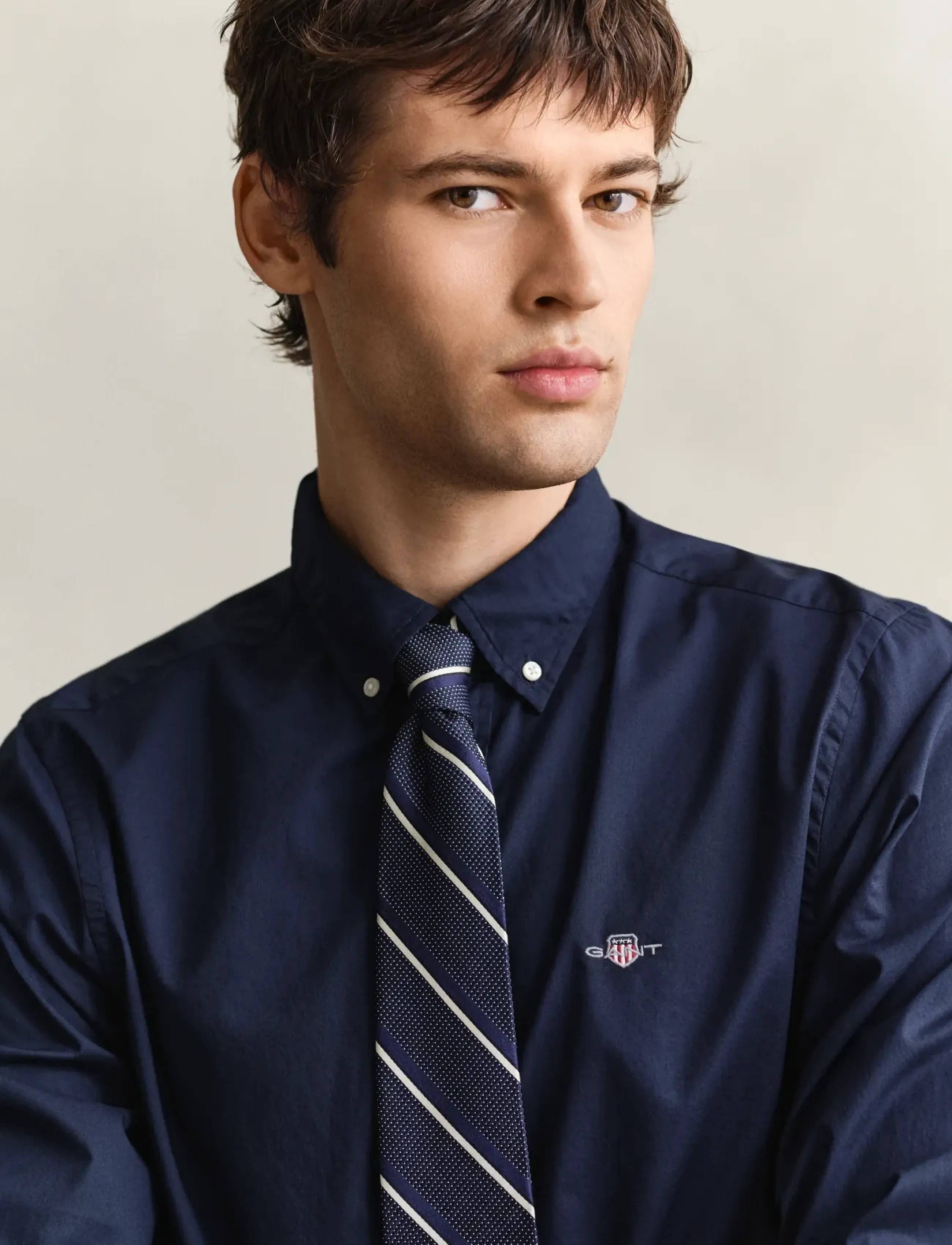 Gant - SLIM CLASSIC POPLIN SHIRT - vabaajasärgid - marine - 4