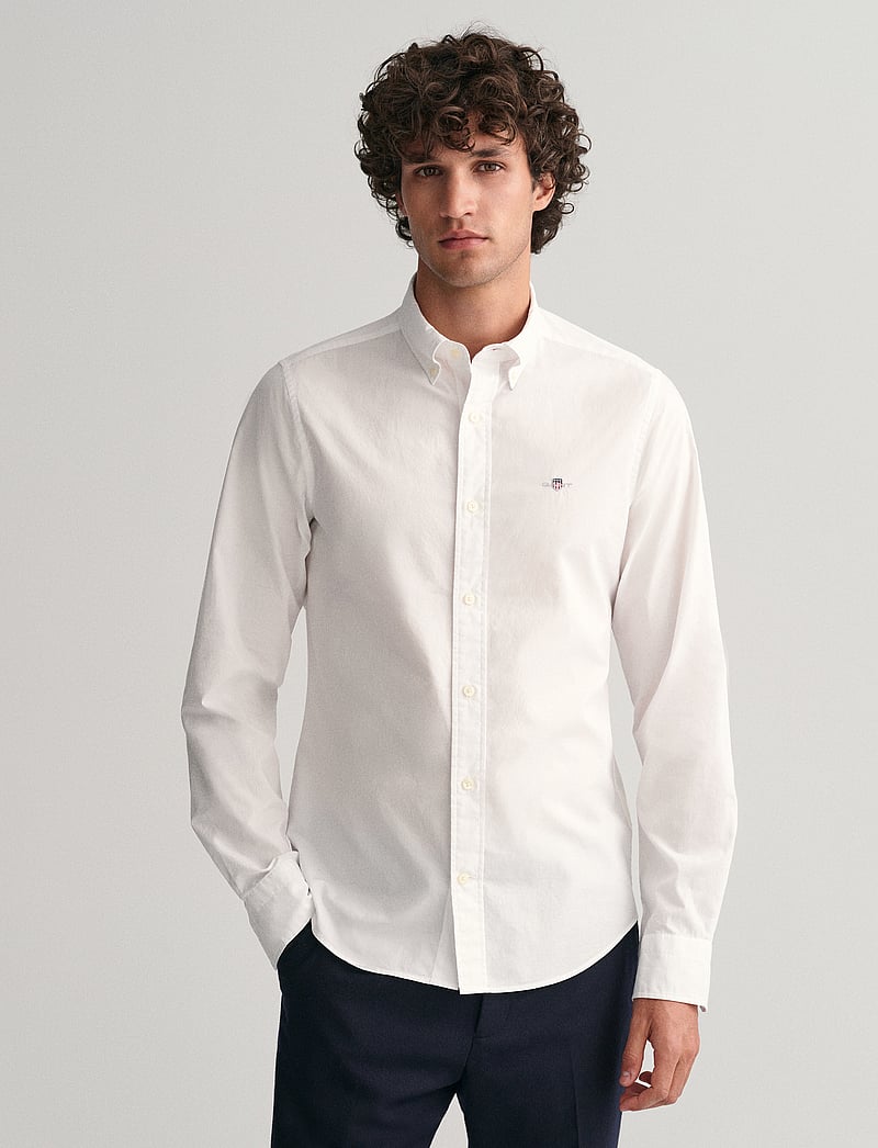 GANT - SLIM CLASSIC POPLIN SHIRT - vabaajasärgid - white - 0