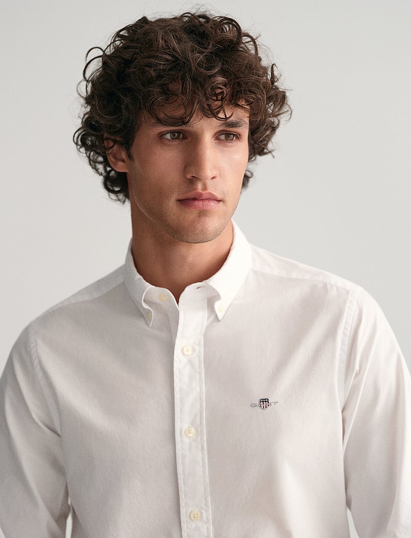 GANT - SLIM CLASSIC POPLIN SHIRT - vabaajasärgid - white - 4