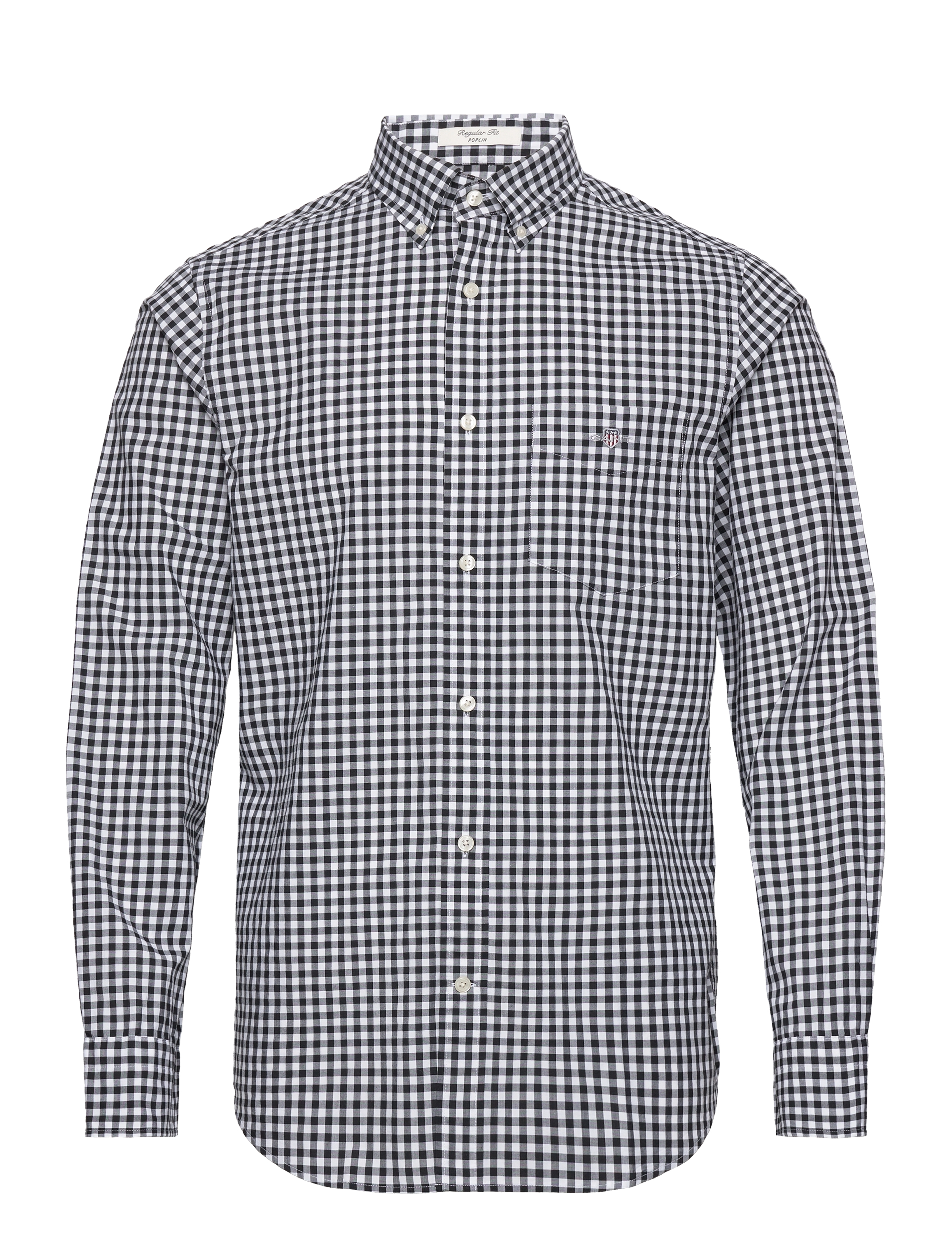 GANT Reg Klassisch Poplin Gingham Shirt Schwarz - S - Herren