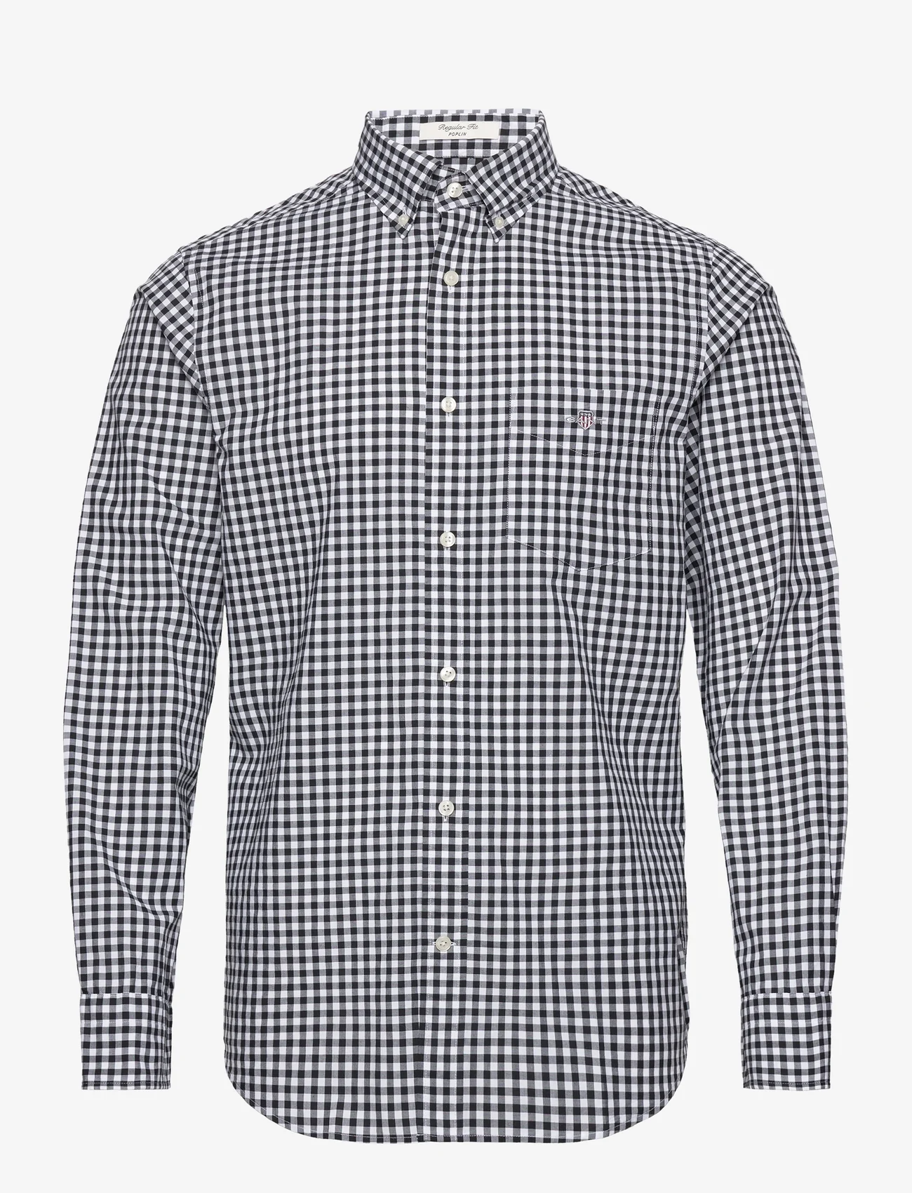 GANT - REG CLASSIC POPLIN GINGHAM SHIRT - ternede skjorter - black - 0
