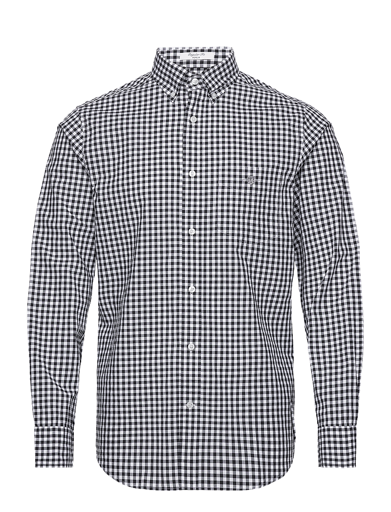 Gant - REG CLASSIC POPLIN GINGHAM SHIRT - ternede skjorter - black - 1