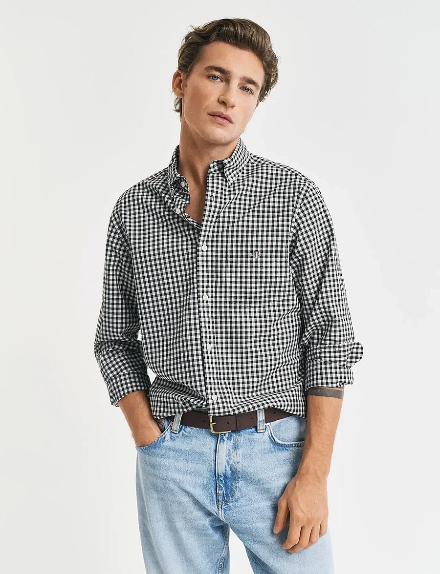 Gant - REG CLASSIC POPLIN GINGHAM SHIRT - ruudulised särgid - black - 0