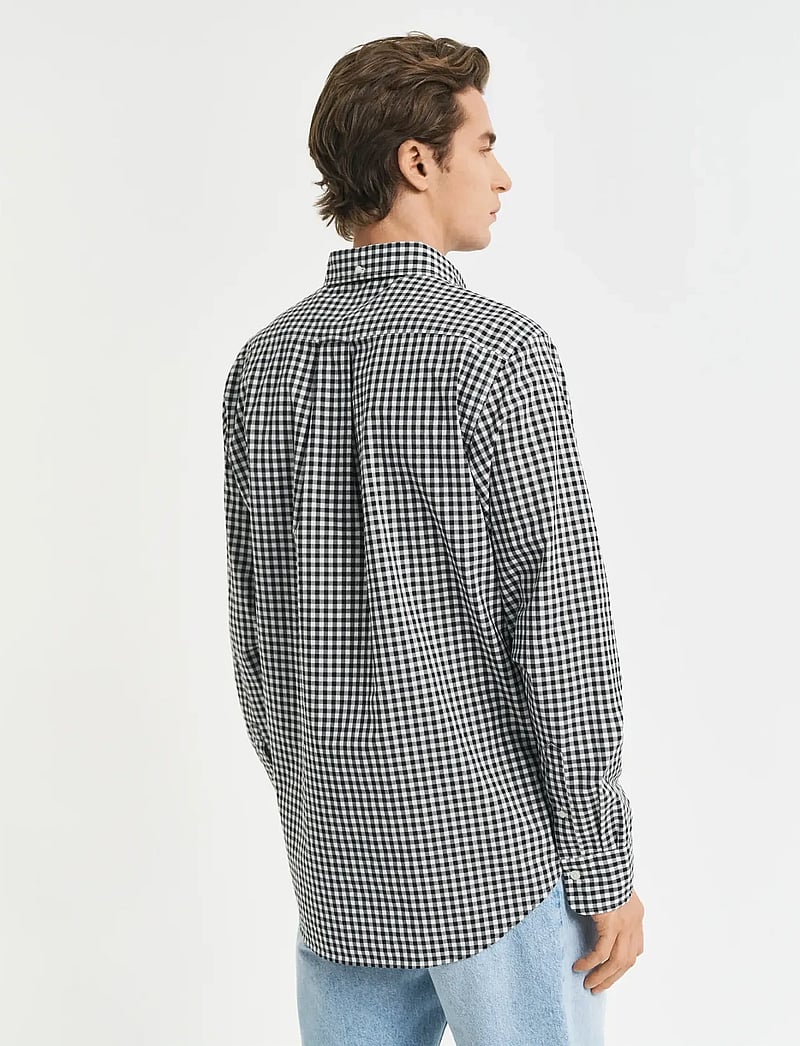 Gant - REG CLASSIC POPLIN GINGHAM SHIRT - ternede skjorter - black - 3