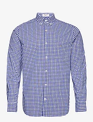 GANT - REG CLASSIC POPLIN GINGHAM SHIRT - ternede skjorter - college blue - 0