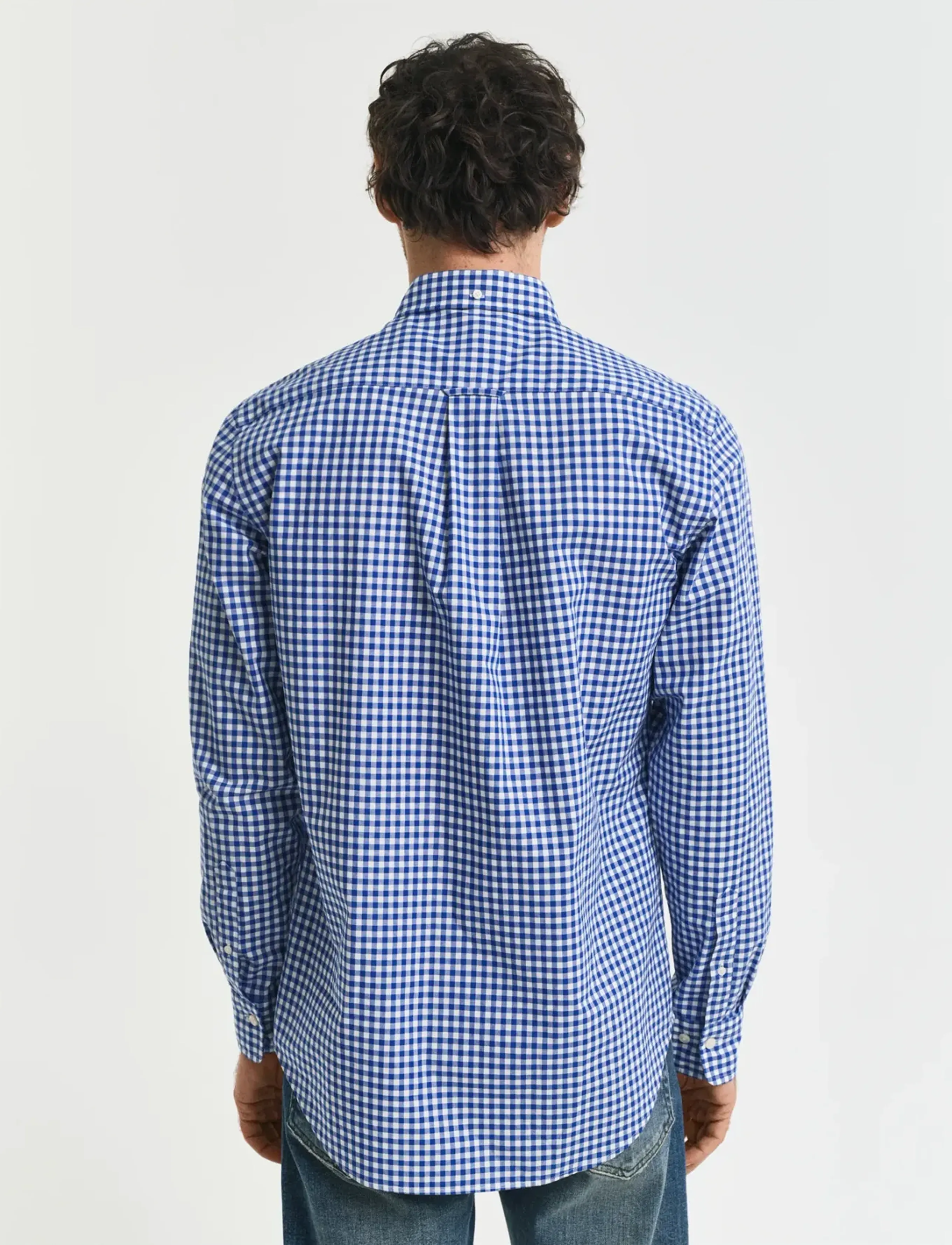 Gant - REG CLASSIC POPLIN GINGHAM SHIRT - rutiga skjortor - college blue - 3