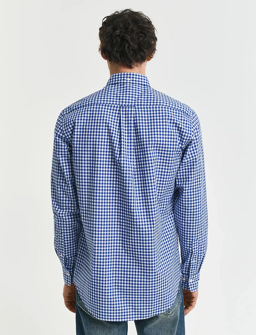 Gant - REG CLASSIC POPLIN GINGHAM SHIRT - rutiga skjortor - college blue - 3