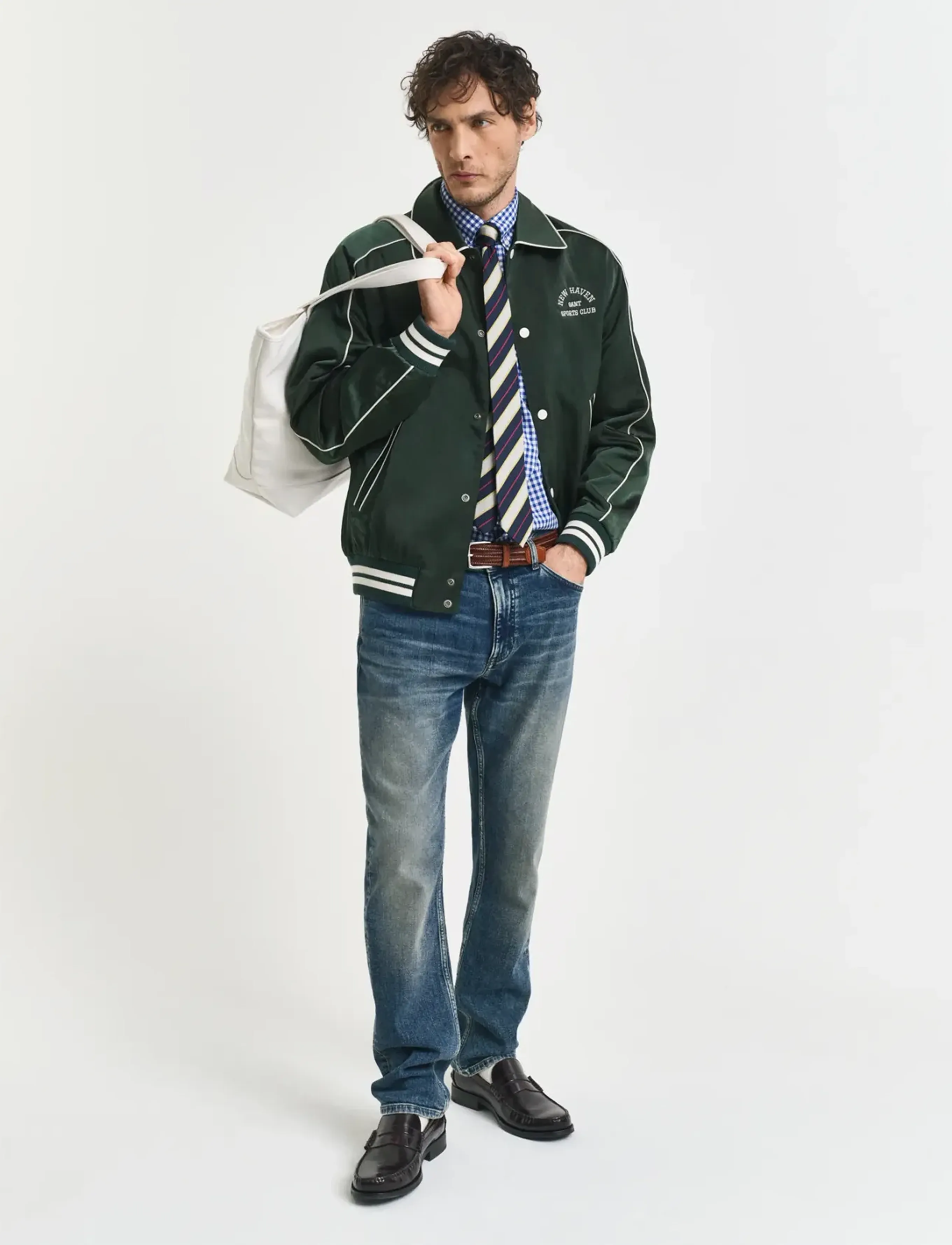 Gant - REG CLASSIC POPLIN GINGHAM SHIRT - rutiga skjortor - college blue - 5