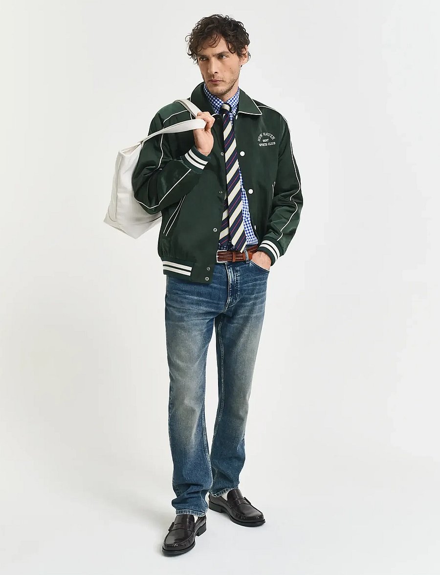 Gant - REG CLASSIC POPLIN GINGHAM SHIRT - rutiga skjortor - college blue - 5
