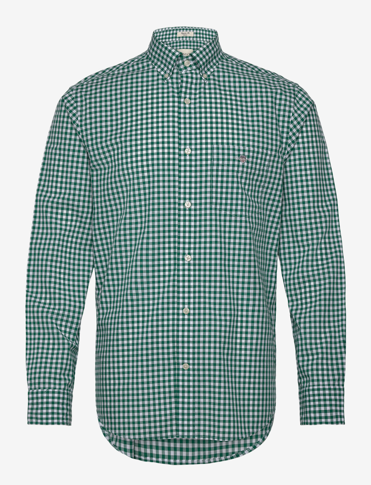 Gant - REG CLASSIC POPLIN GINGHAM SHIRT - ternede skjorter - deep forest green - 0