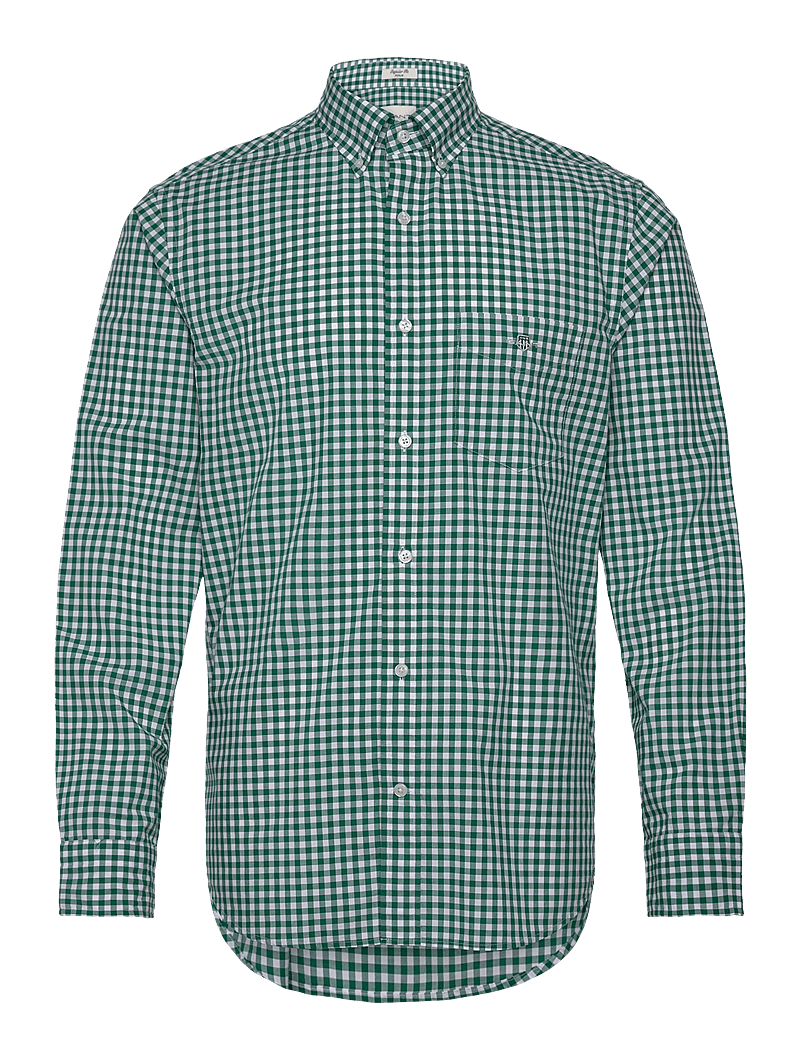 Gant - REG CLASSIC POPLIN GINGHAM SHIRT - ternede skjorter - deep forest green - 0
