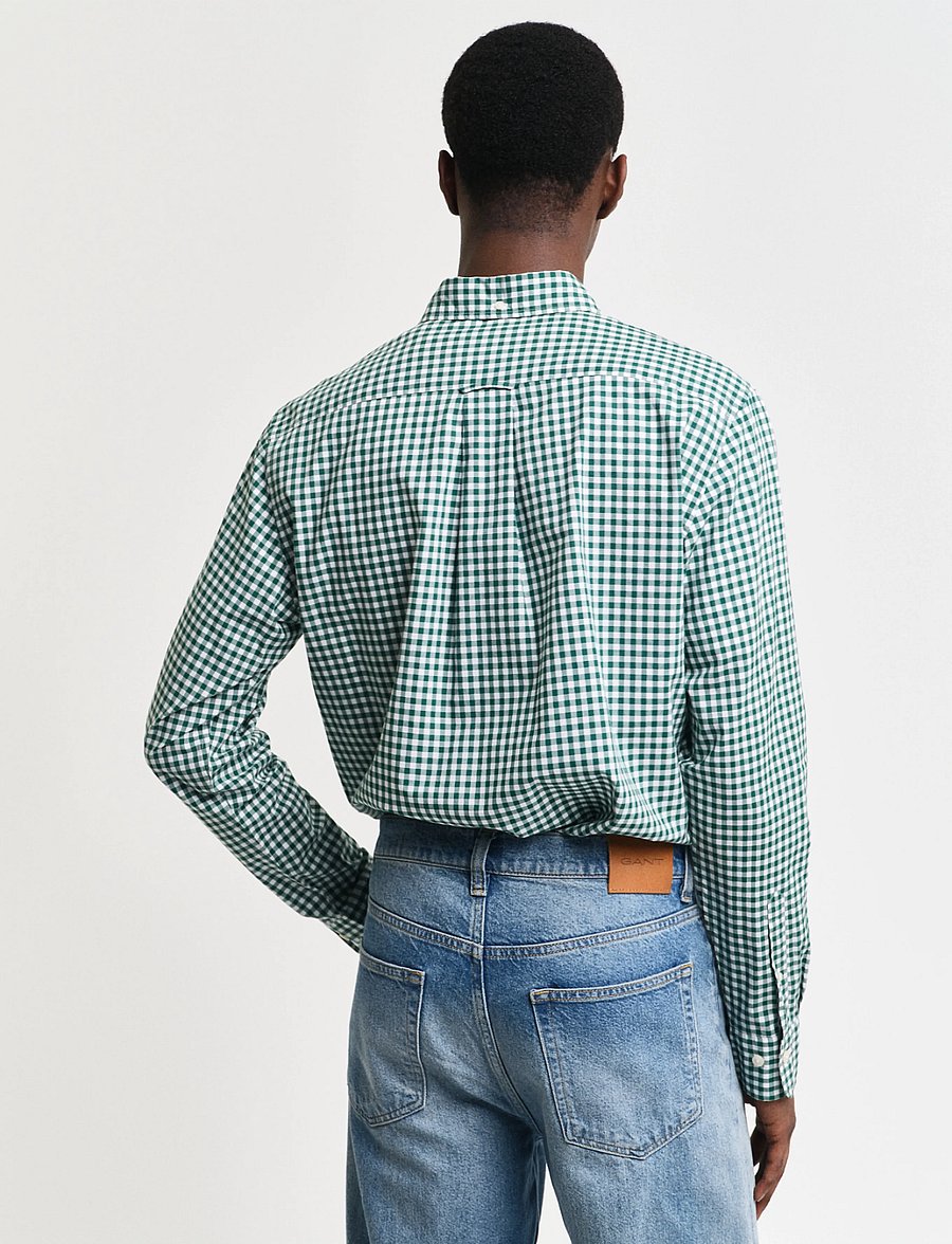 Gant - REG CLASSIC POPLIN GINGHAM SHIRT - rutede skjorter - deep forest green - 3
