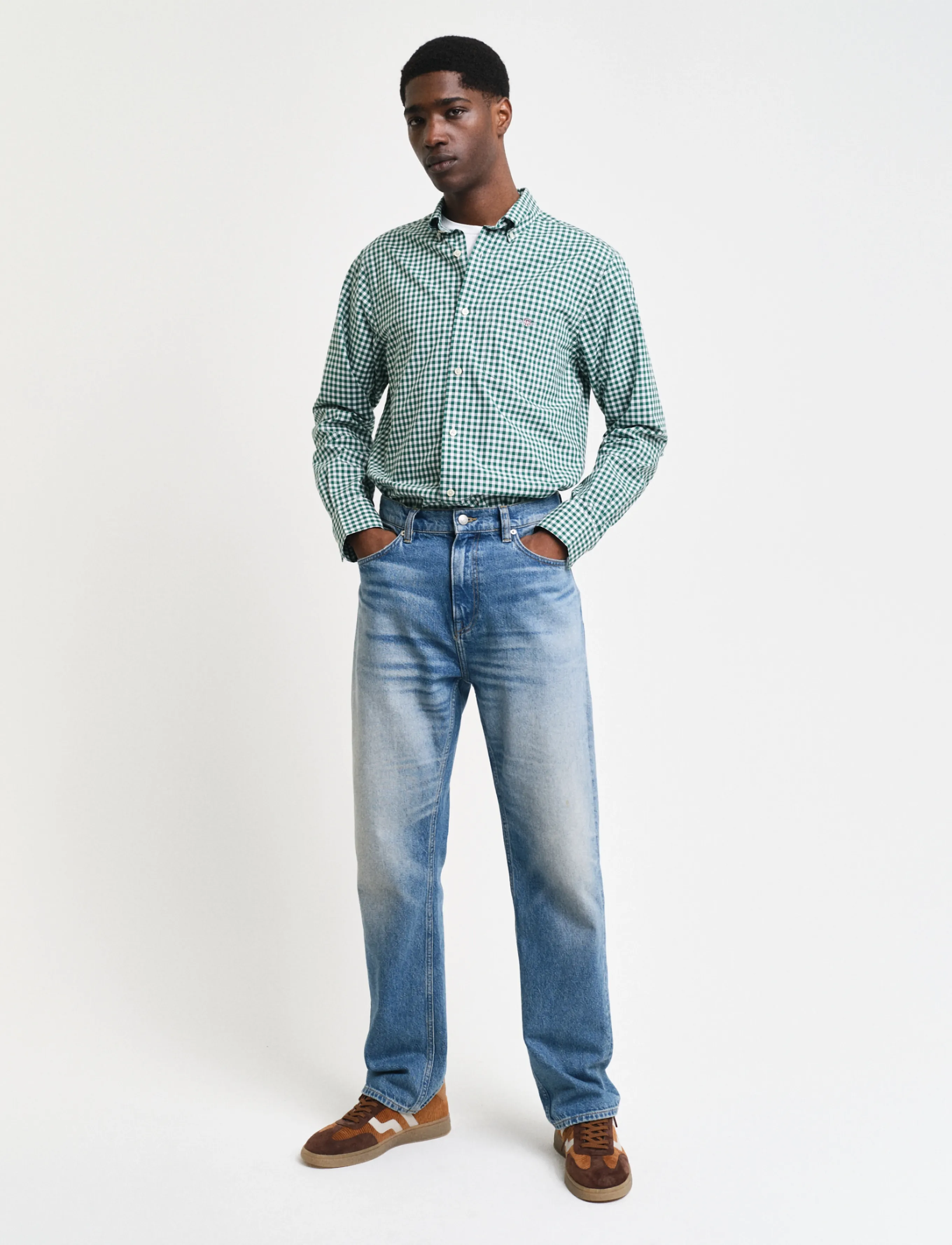 Gant - REG CLASSIC POPLIN GINGHAM SHIRT - rutede skjorter - deep forest green - 5