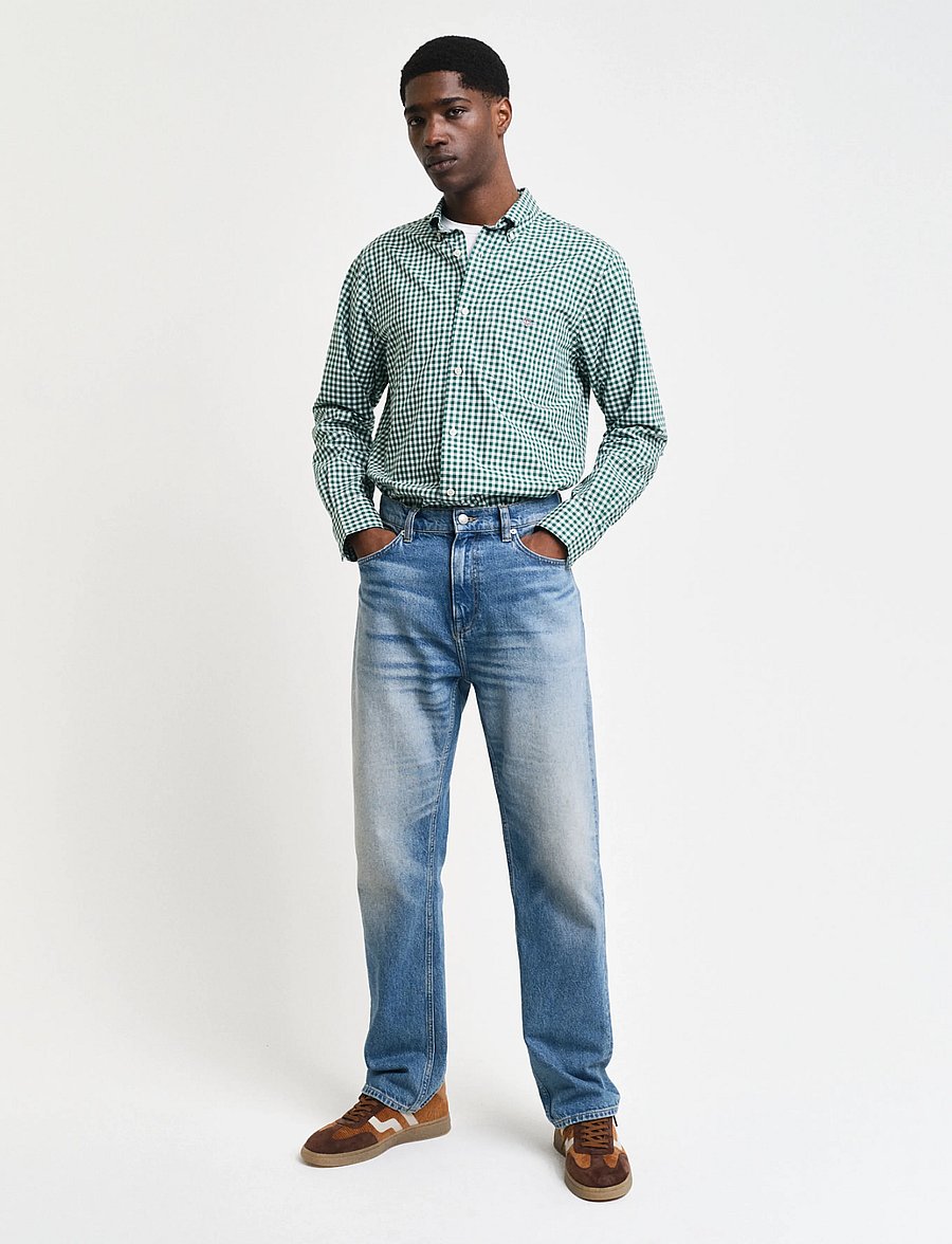 Gant - REG CLASSIC POPLIN GINGHAM SHIRT - rutede skjorter - deep forest green - 5