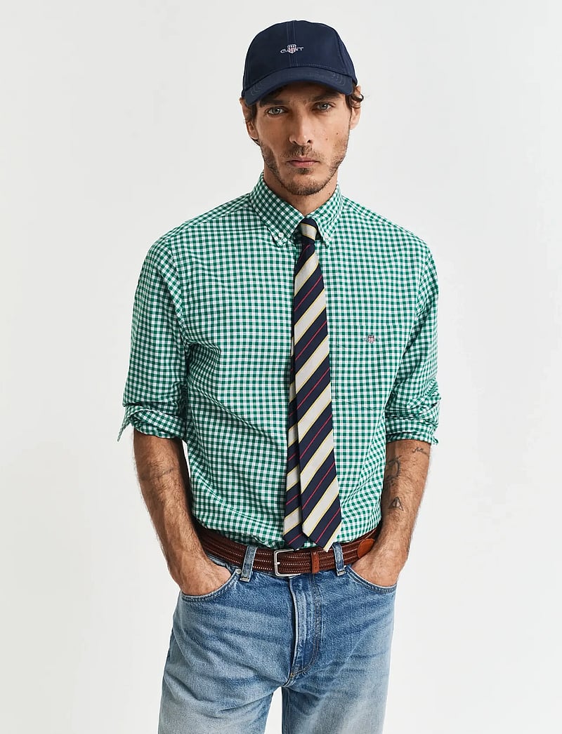 GANT - REG CLASSIC POPLIN GINGHAM SHIRT - basic-hemden - deep green - 0