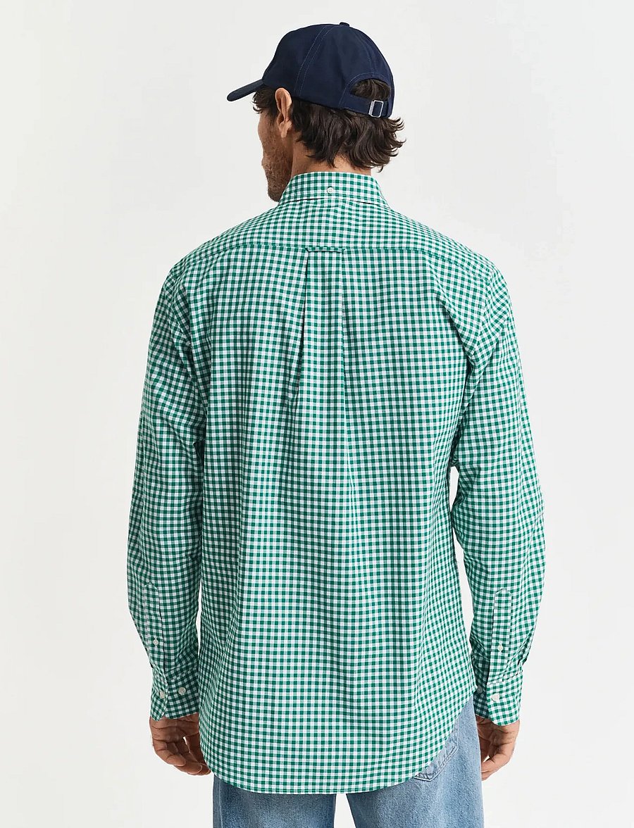 Gant - REG CLASSIC POPLIN GINGHAM SHIRT - rutiga skjortor - deep green - 3