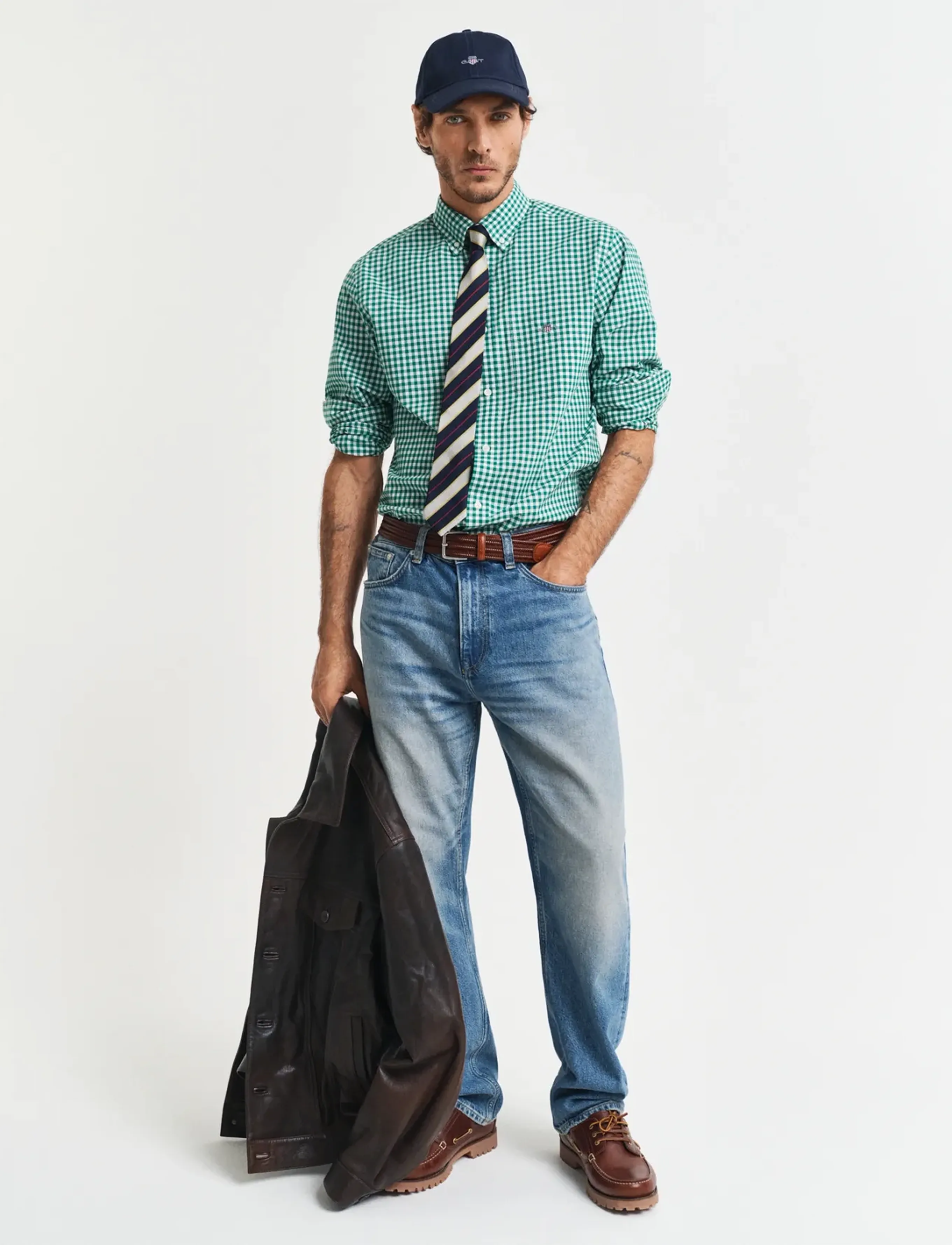 Gant - REG CLASSIC POPLIN GINGHAM SHIRT - rutiga skjortor - deep green - 5