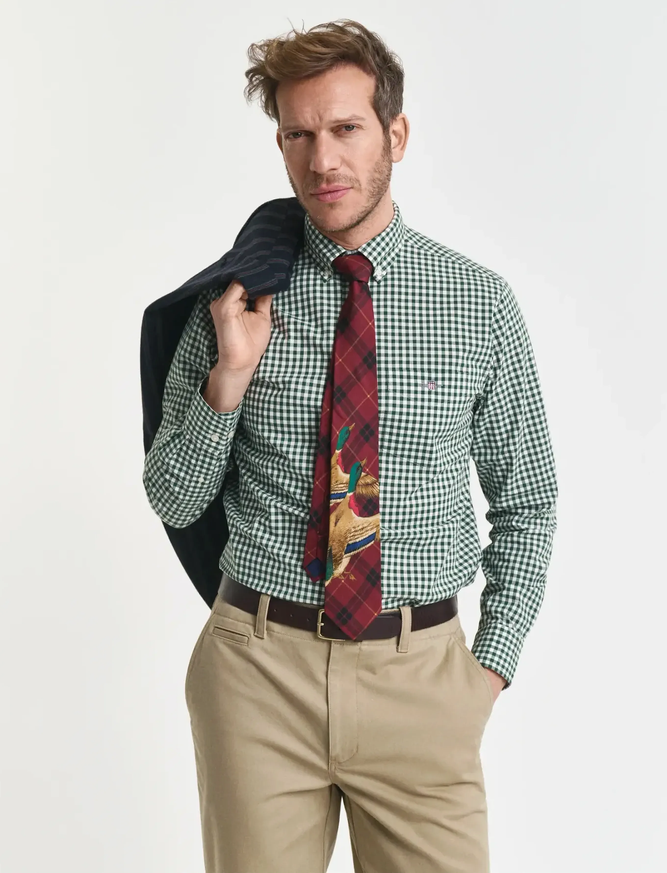 Gant Reg Classic Poplin Gingham Shirt, S, Shirts, Grün - Casual, Männerswear
