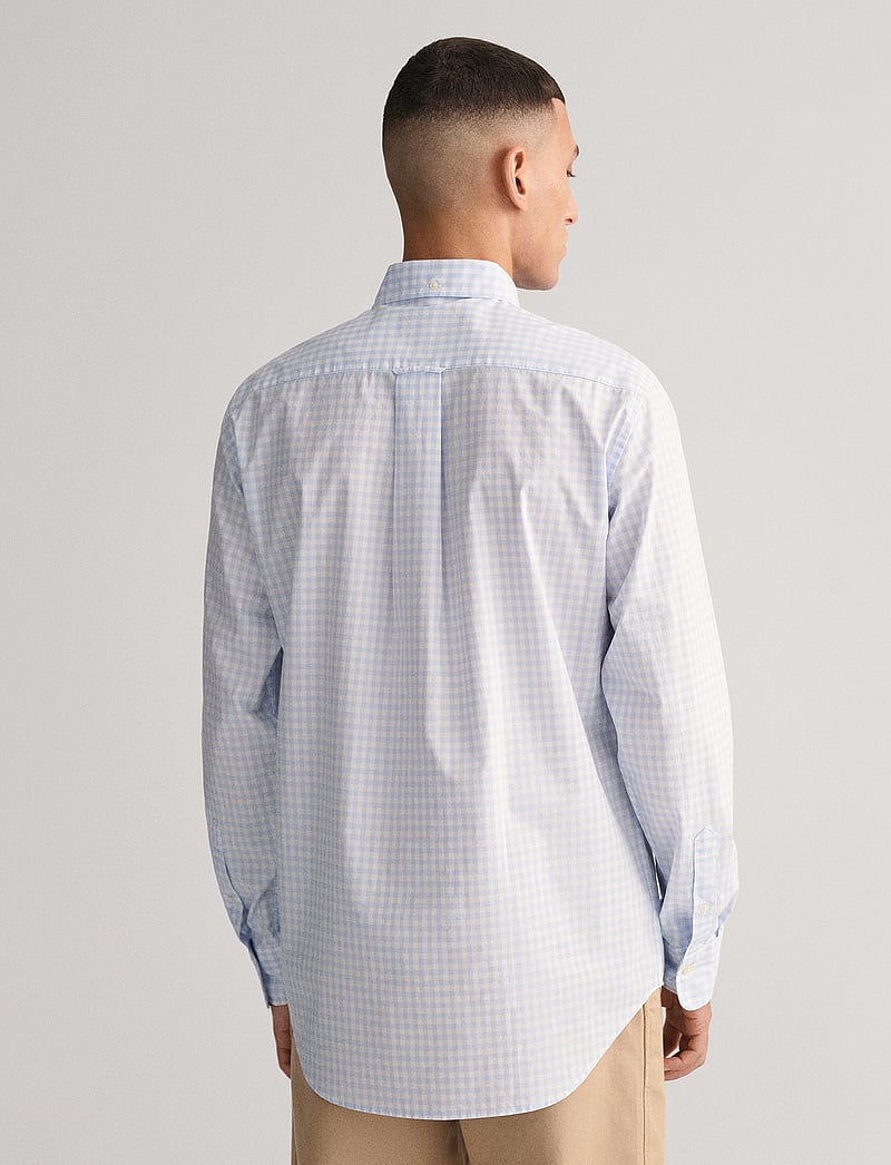 GANT - REG CLASSIC POPLIN GINGHAM SHIRT - checkered shirts - light blue - 3
