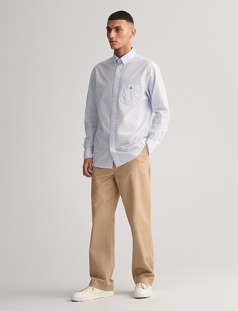 GANT - REG CLASSIC POPLIN GINGHAM SHIRT - checkered shirts - light blue - 5