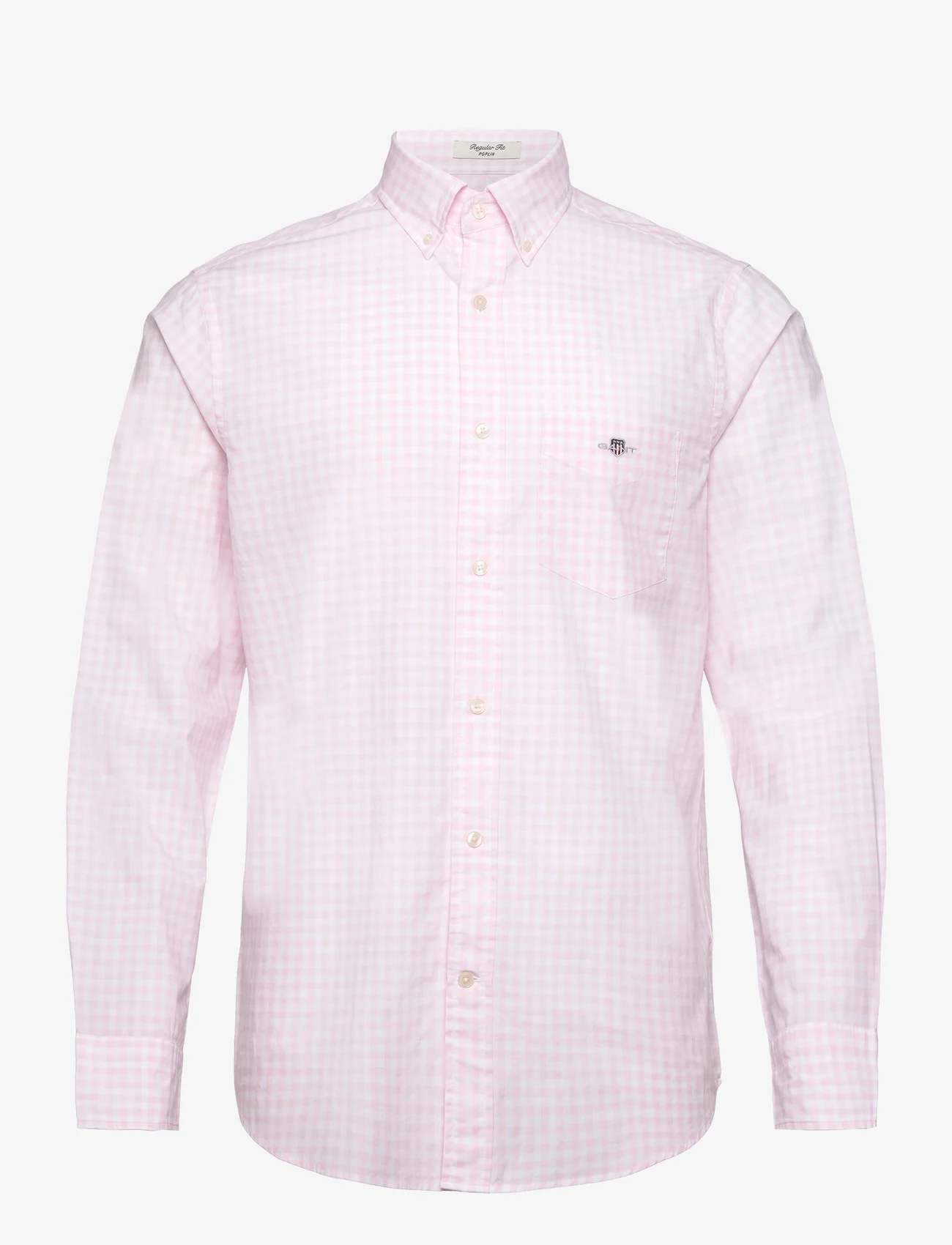 GANT - REG CLASSIC POPLIN GINGHAM SHIRT - ternede skjorter - light pink - 0