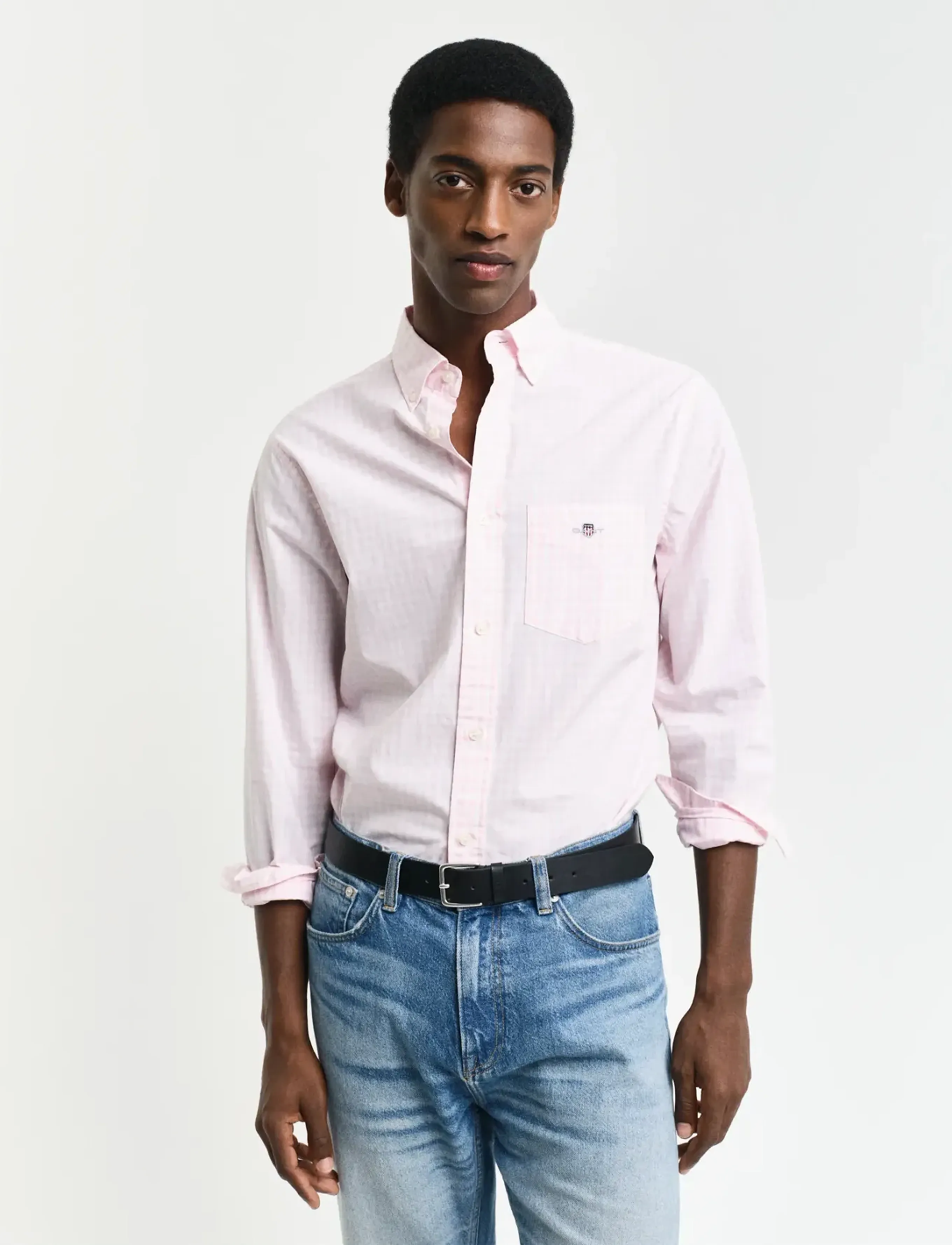 Gant Reg Classic Poplin Gingham Shirt, Mænd, Gingham Button-Down Skjorte, Pink, Str: XXXL