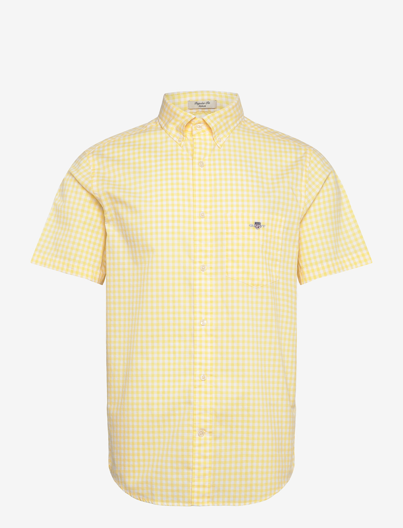 GANT - REG POPLIN GINGHAM SS SHIRT - basic skjortor - banana yellow - 0